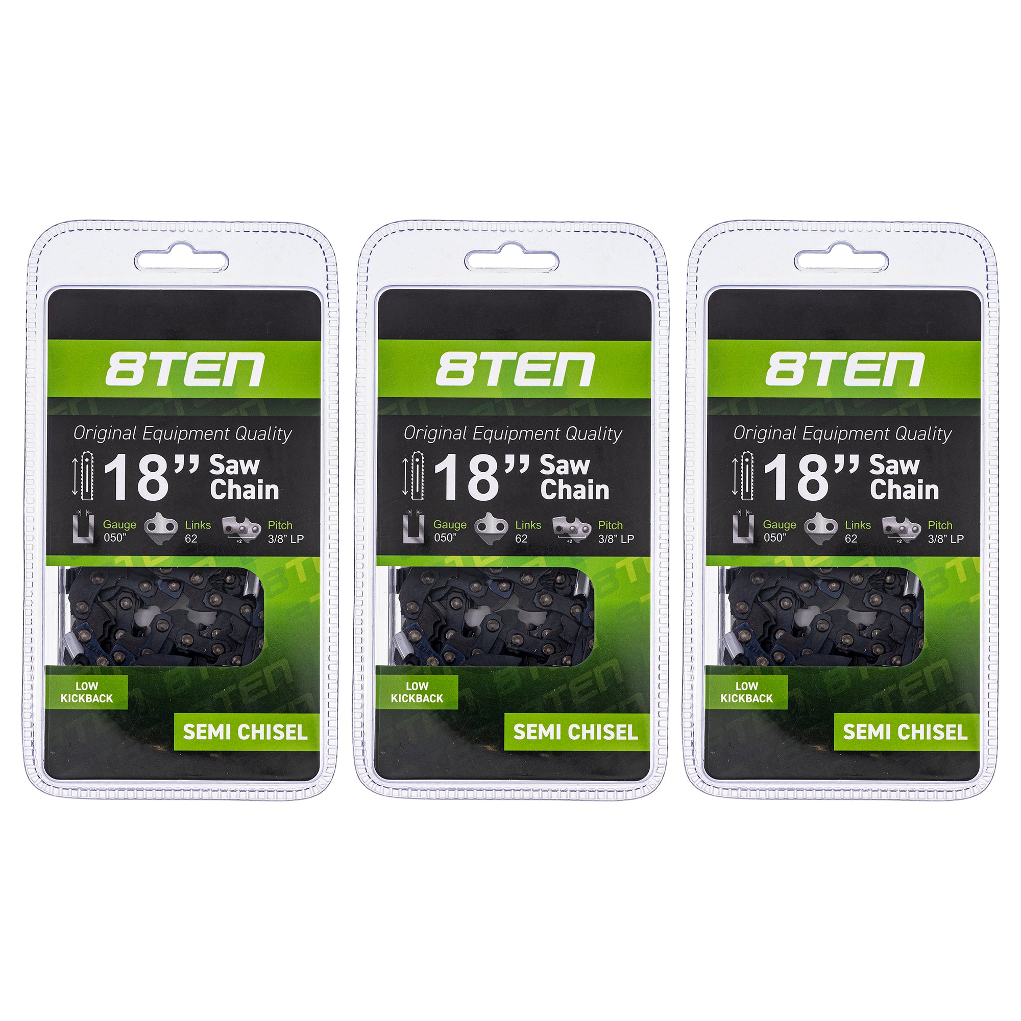 Chainsaw Chain 18 Inch .050 3/8 62DL 3-Pack for zOTHER Windsor Stens Oregon Carlton 8TEN 810-CCC2228H