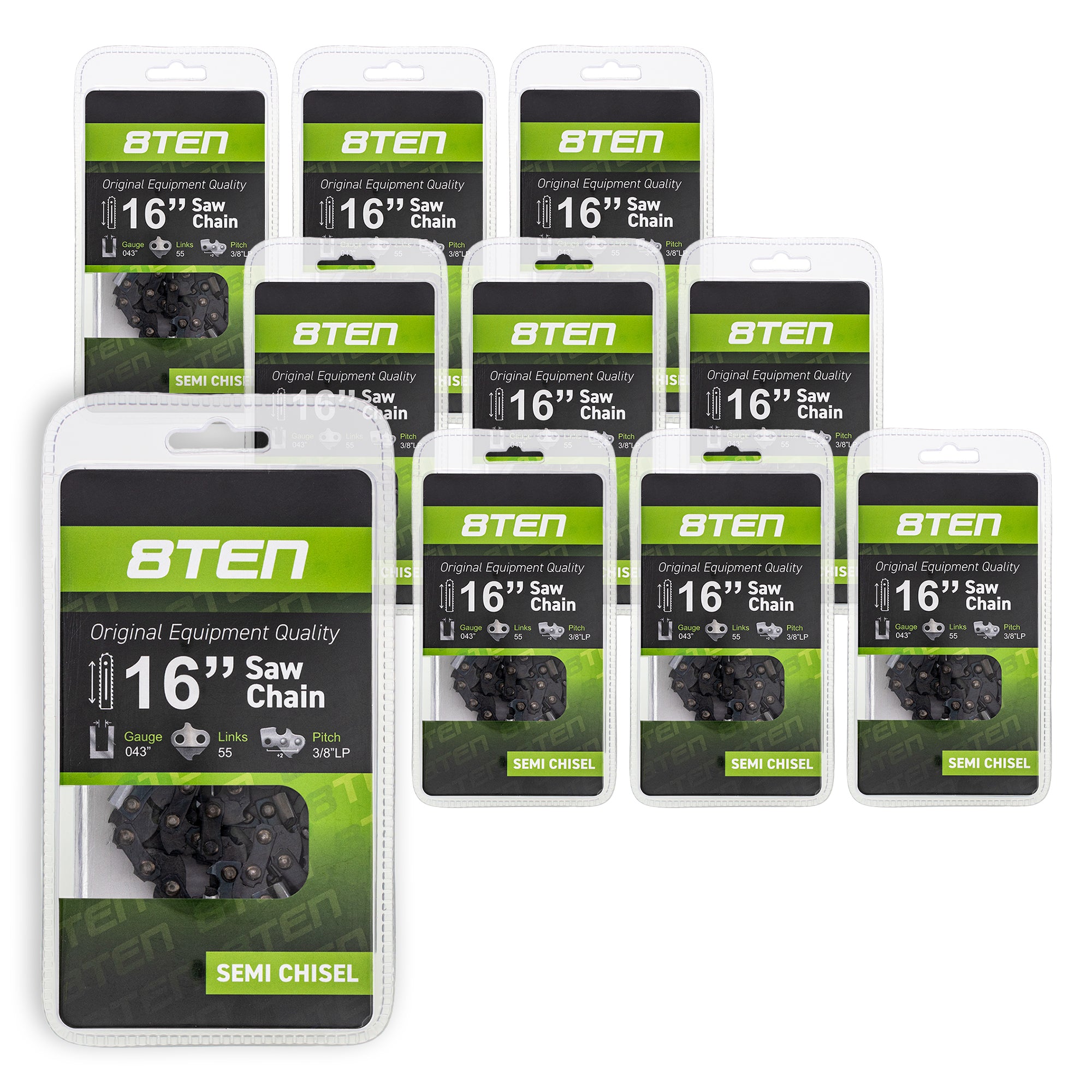 Chainsaw Chain 16 Inch .043 3/8 55DL 10-Pack for zOTHER Stens Oregon Ref. Oregon Carlton 8TEN 810-CCC2220H