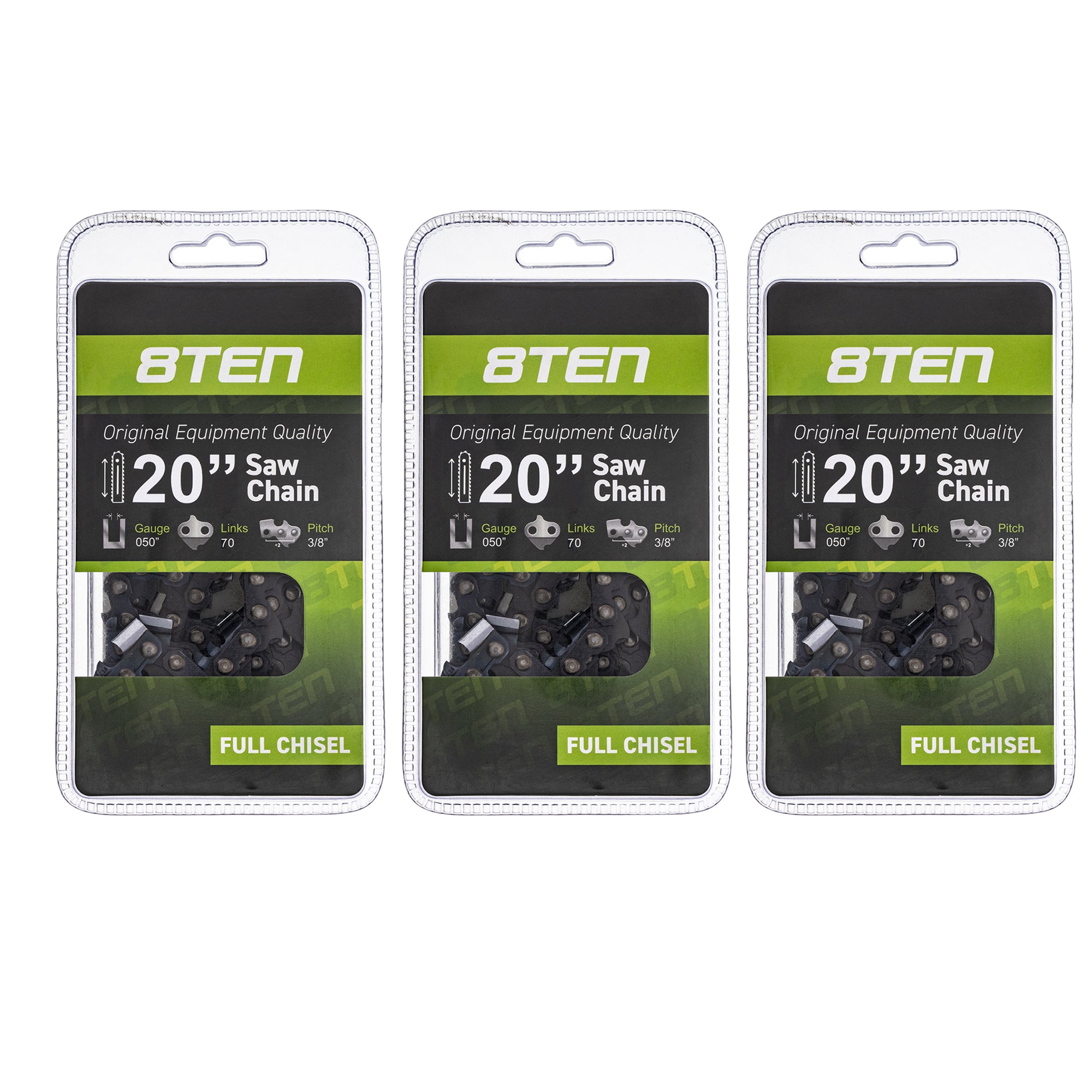 Chainsaw Chain 20 Inch .050 3/8 70DL 3-Pack for zOTHER Stens Oregon GB Carlton CS-800P 8TEN 810-CCC2235H