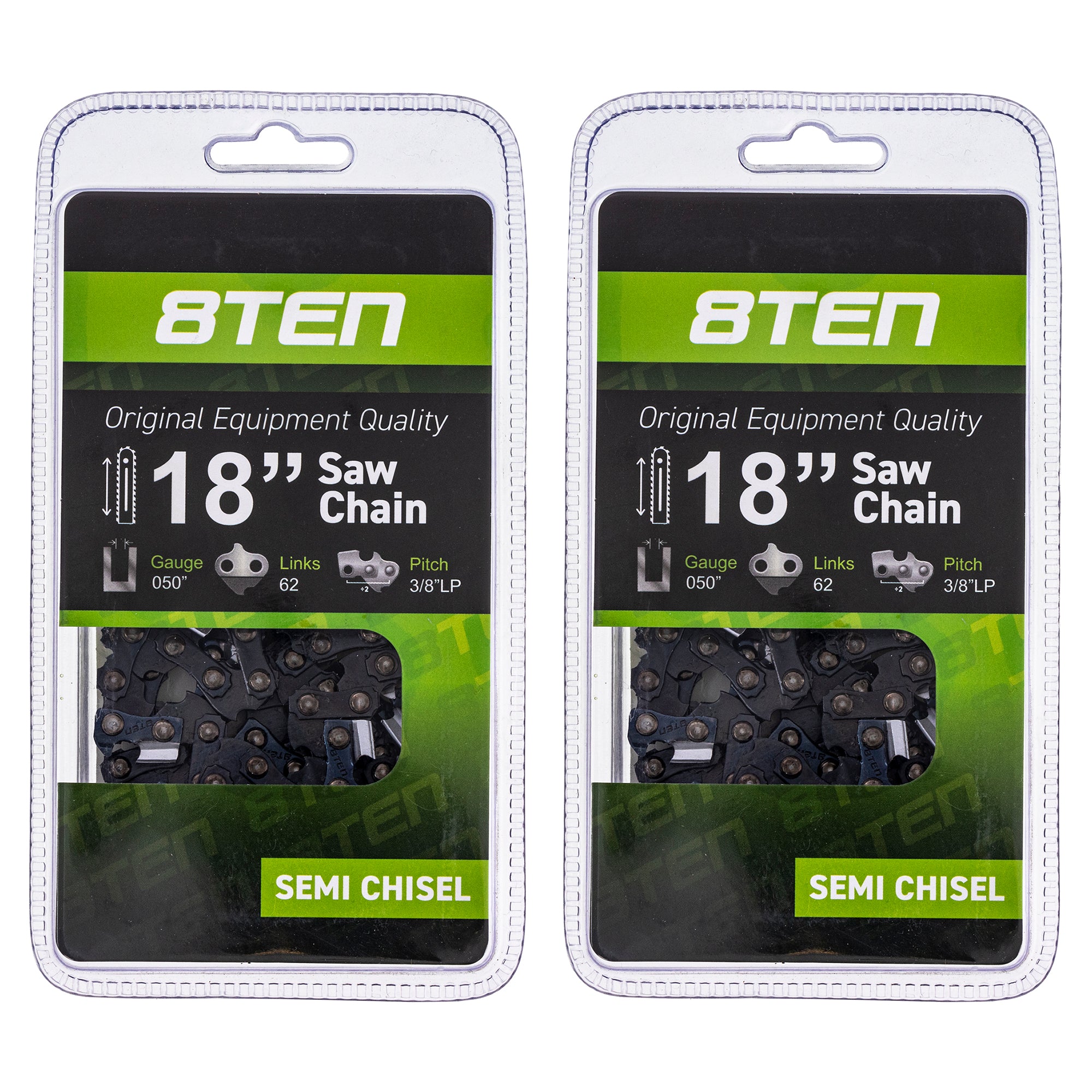 Chainsaw Chain 18 Inch .050 3/8 62DL 2-Pack for zOTHER Stens Oregon GB DCS-5000 CS-4010 8TEN 810-CCC2236H