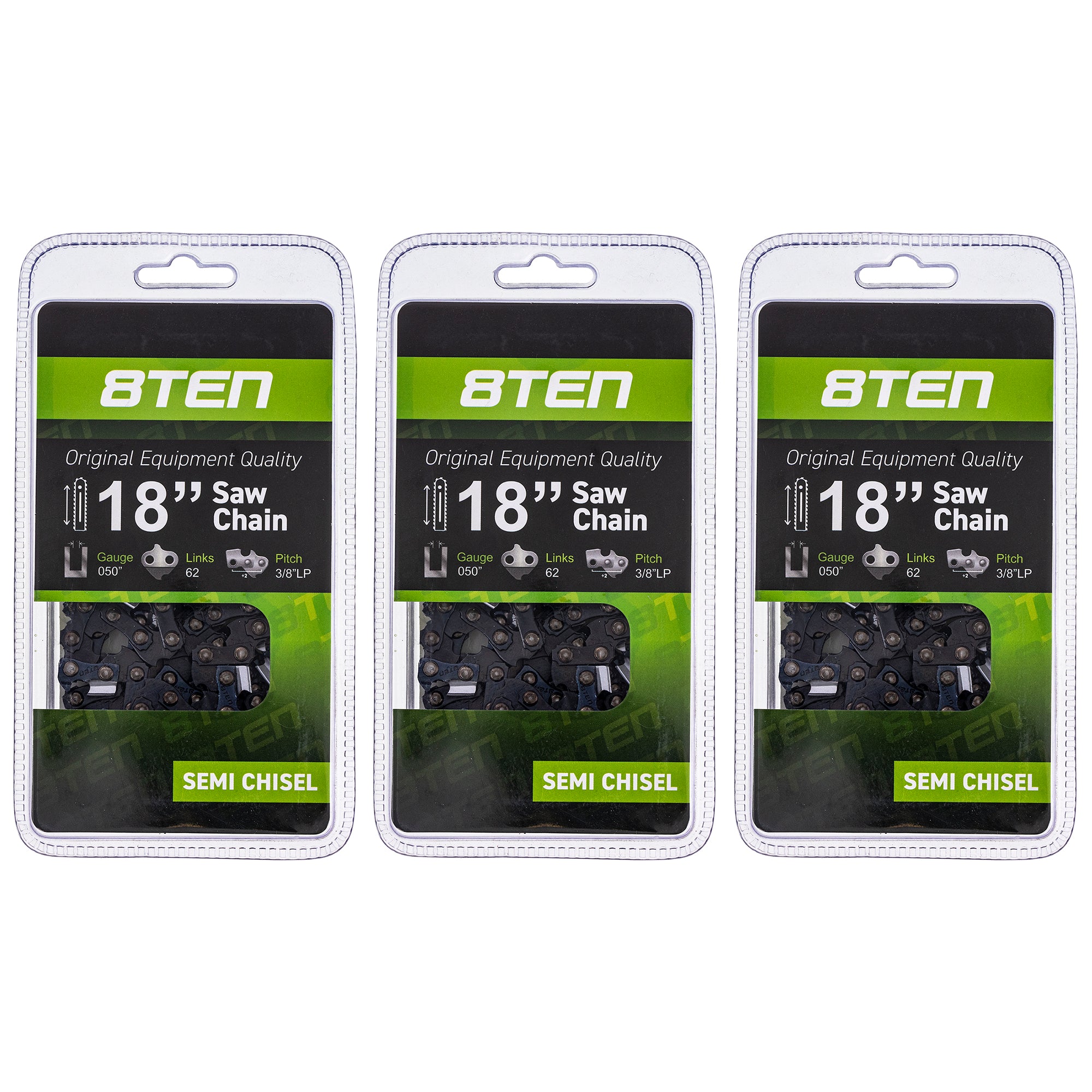 Chainsaw Chain 18 Inch .050 3/8 62DL 3-Pack for zOTHER Stens Oregon GB DCS-5000 CS-4010 8TEN 810-CCC2236H