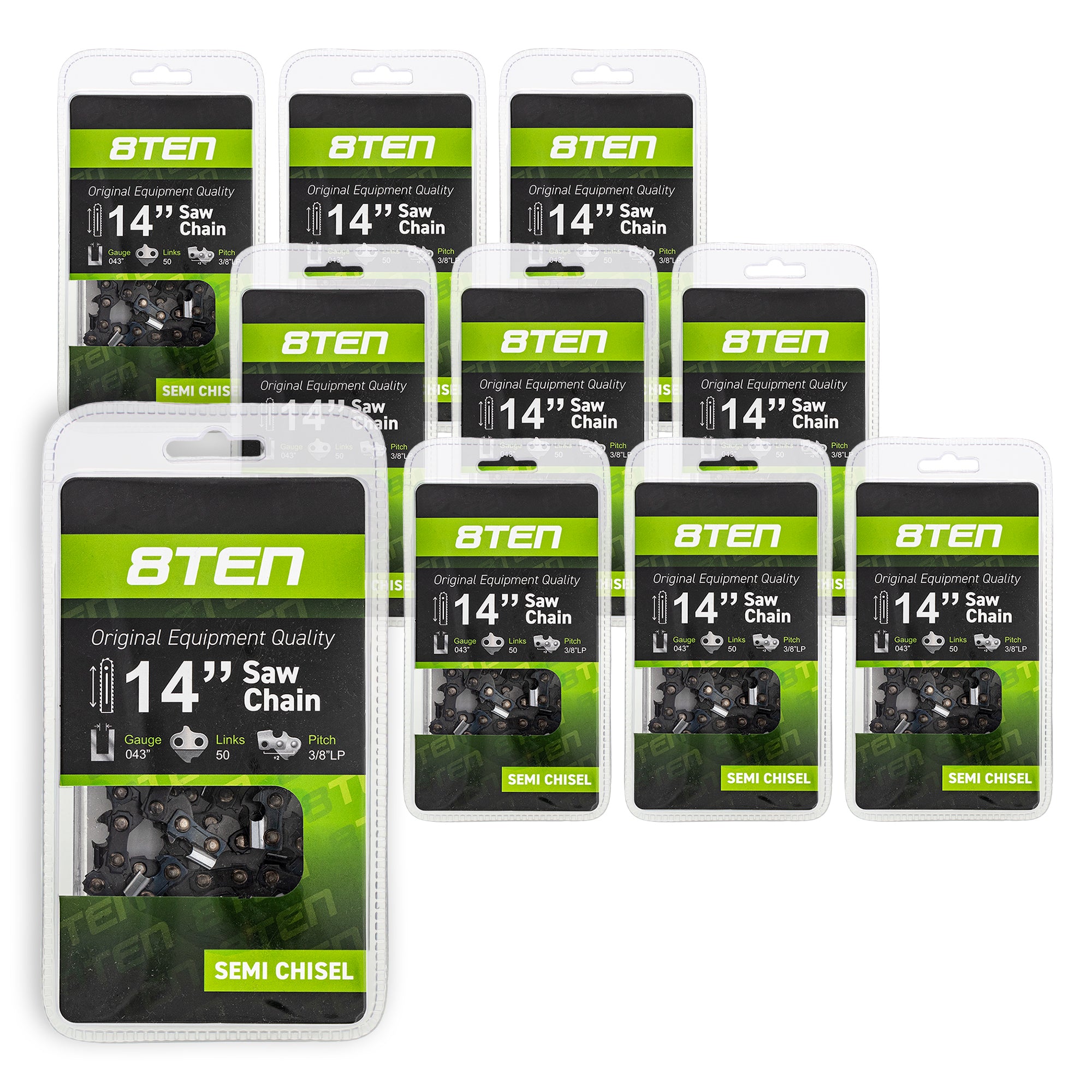 Chainsaw Chain 14 Inch .043 3/8 LP 50DL 10-Pack for zOTHER Stens Oregon Carlton MSE MSA MS 8TEN 810-CCC2237H