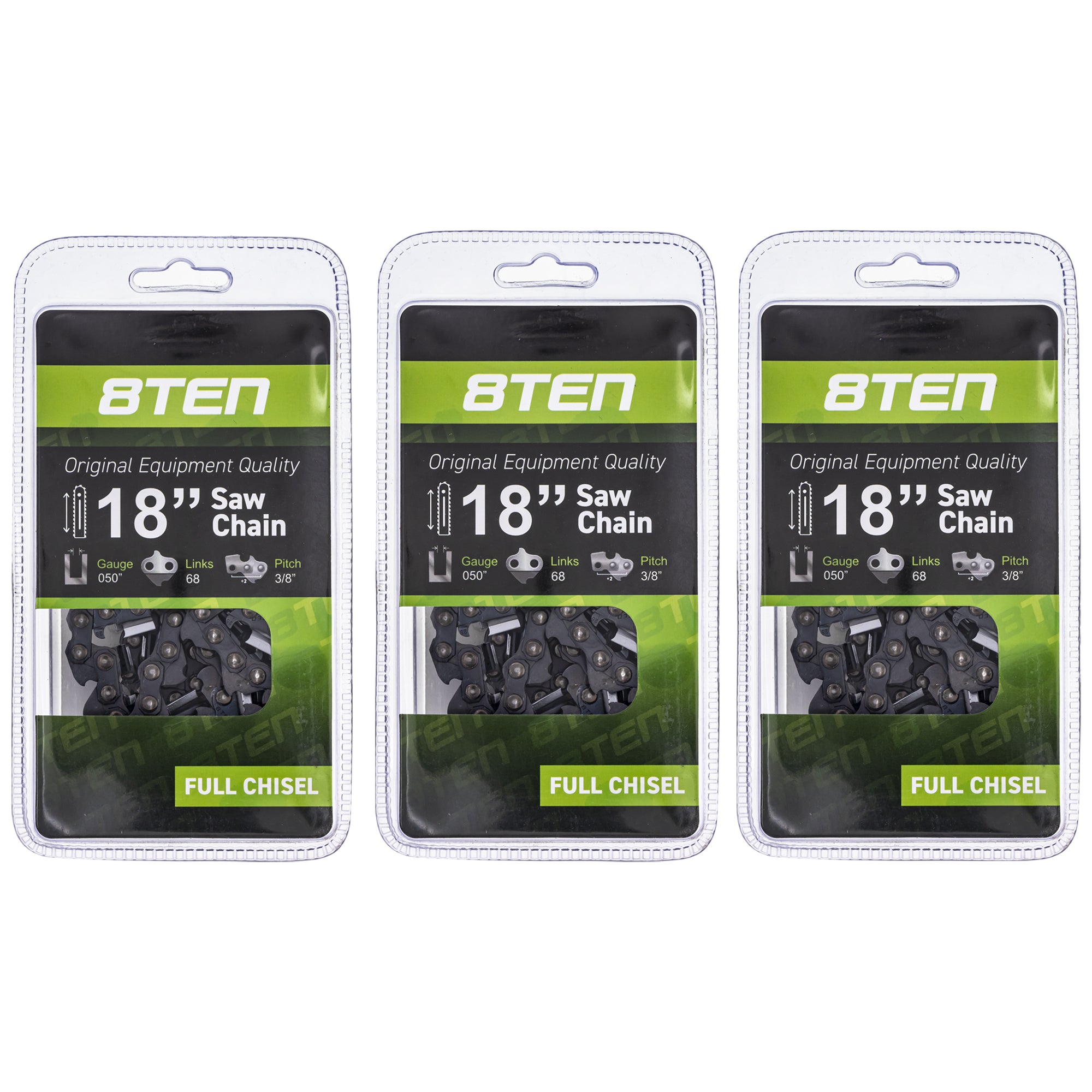 Chainsaw Chain 18 Inch .050 3/8 68DL 3-Pack for zOTHER Windsor Stens Oregon Husqvarna 8TEN 810-CCC2231H