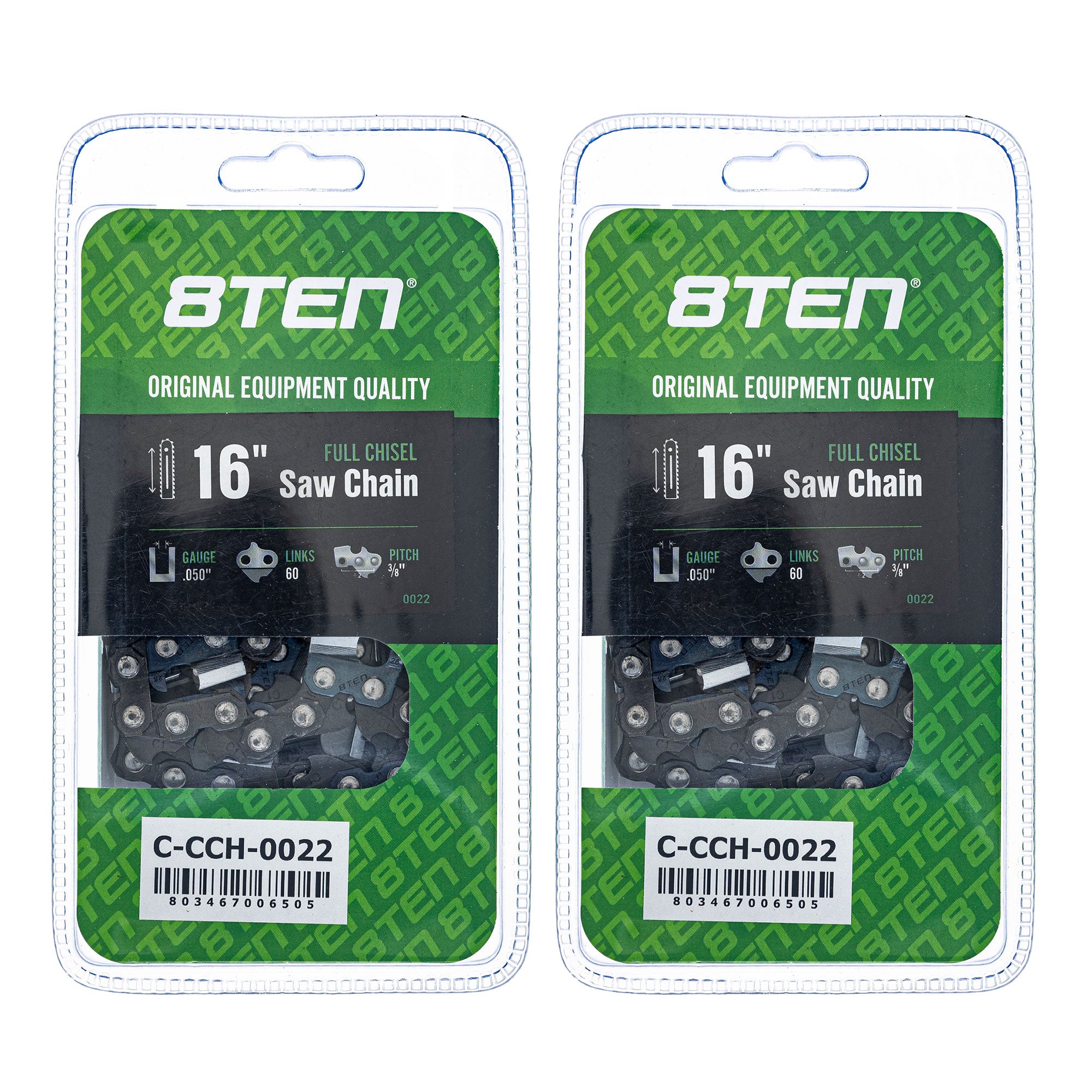 Chainsaw Chain 16 Inch .050 3/8 60DL 2-Pack for zOTHER Windsor Stens Oregon Husqvarna 8TEN 810-CCC2244H