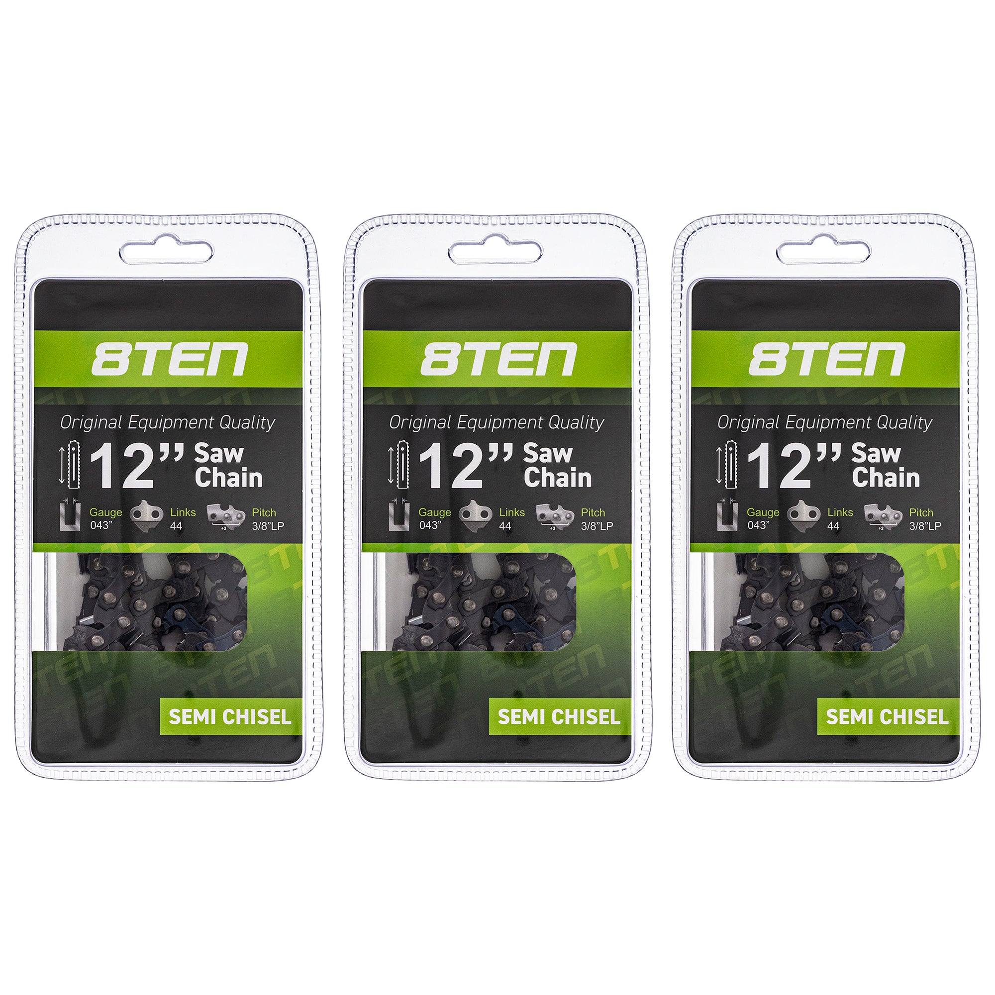 Chainsaw Chain 12 Inch .043 3/8 44DL 3-Pack for zOTHER Stens Oregon Ref. Oregon Carlton 8TEN 810-CCC2248H