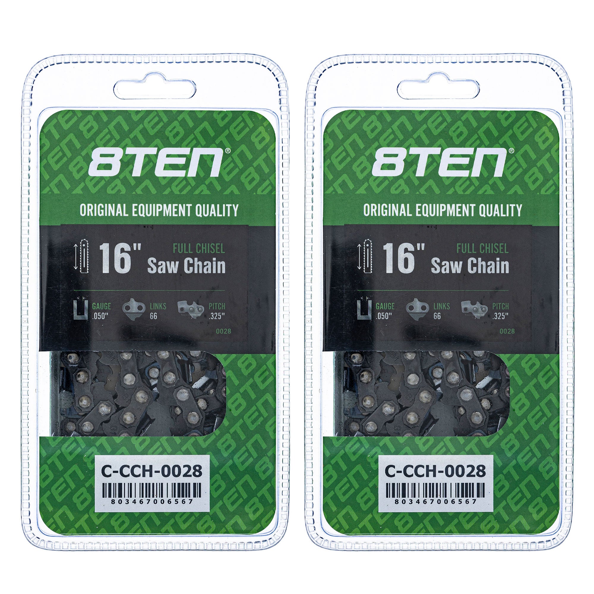 Chainsaw Chain 16 Inch .050 .325 66DL 2-Pack for zOTHER Windsor Stens Oregon GB Carlton 8TEN 810-CCC2240H