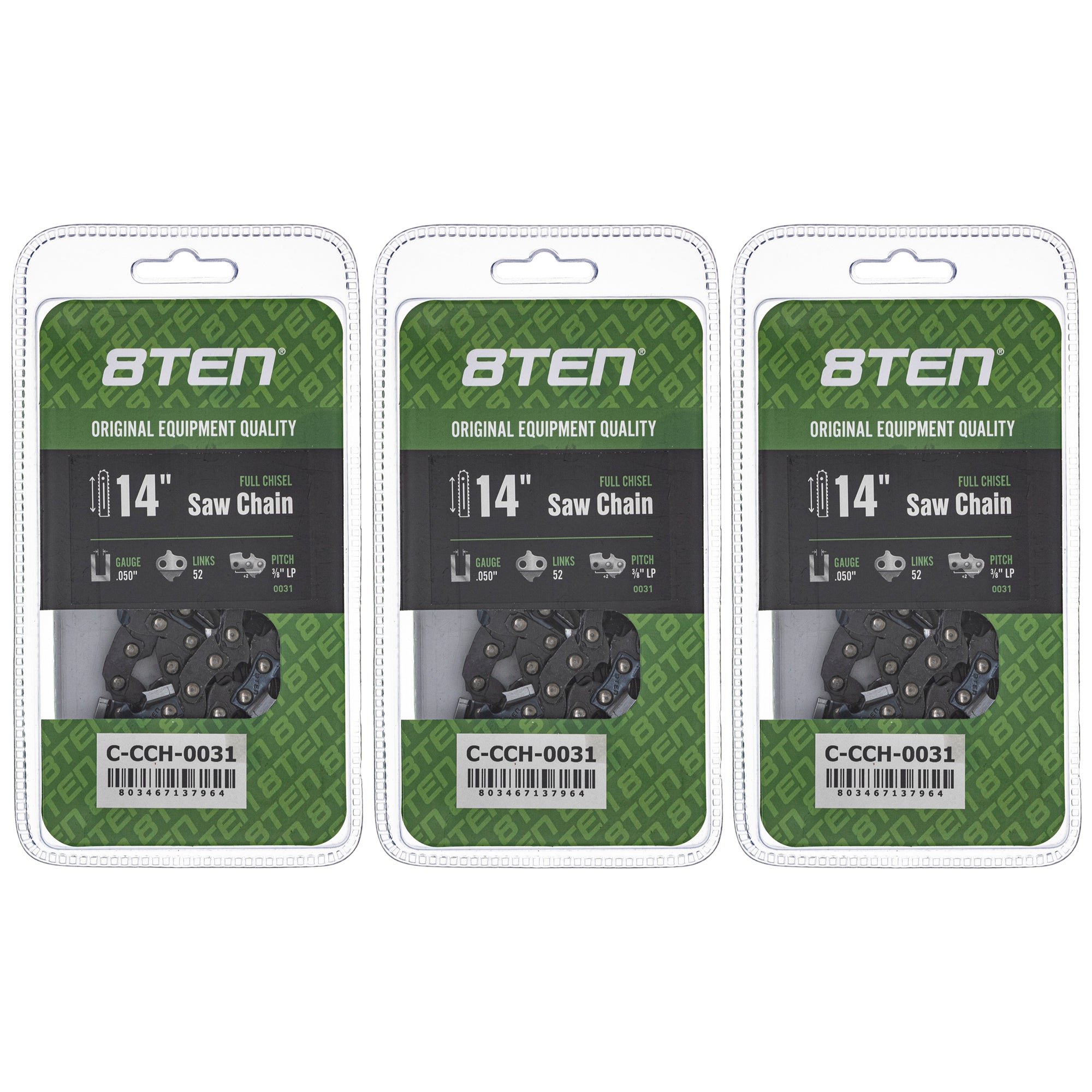 Chainsaw Chain 14 Inch .050 3/8 LP 52DL 3-Pack for zOTHER Stens Oregon Ref. Oregon 8TEN 810-CCC2253H