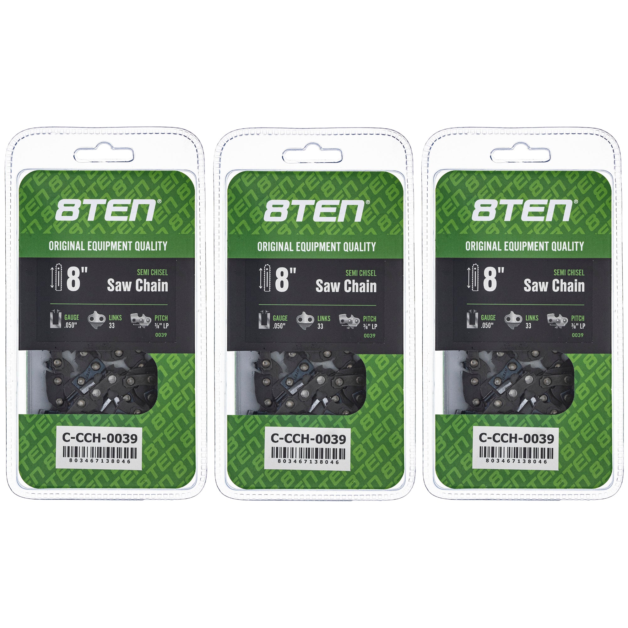 Chainsaw Chain 8 Inch .050 3/8 LP 33DL 3-Pack for zOTHER PSPH40B00 PS43008 PS40008 8TEN 810-CCC2251H