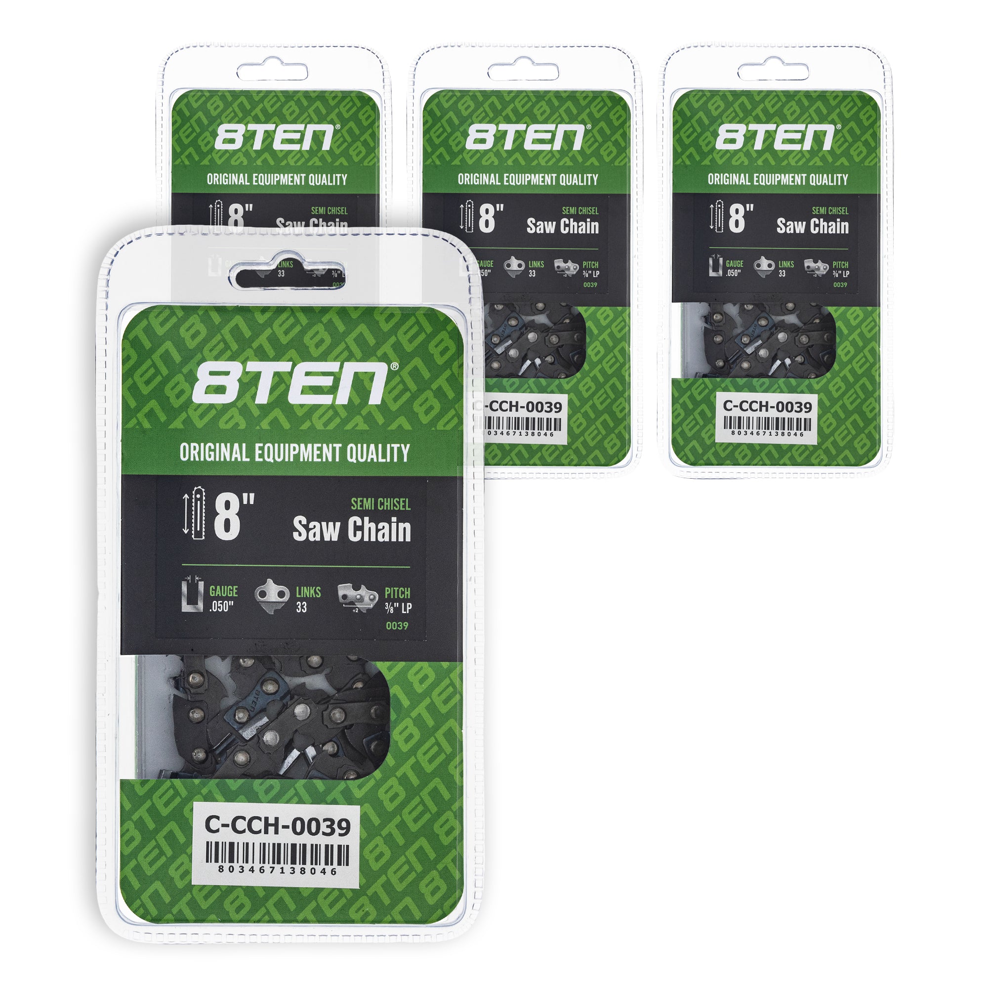 Chainsaw Chain 8 Inch .050 3/8 LP 33DL 4-Pack for zOTHER PSPH40B00 PS43008 PS40008 8TEN 810-CCC2251H