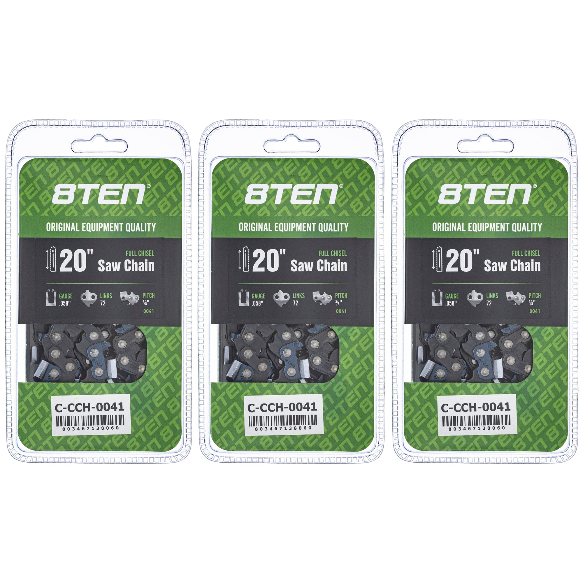 Chainsaw Chain 20 Inch .058 3/8 72DL 3-Pack for zOTHER Oregon Husqvarna Poulan Craftsman 8TEN 810-CCC2263H