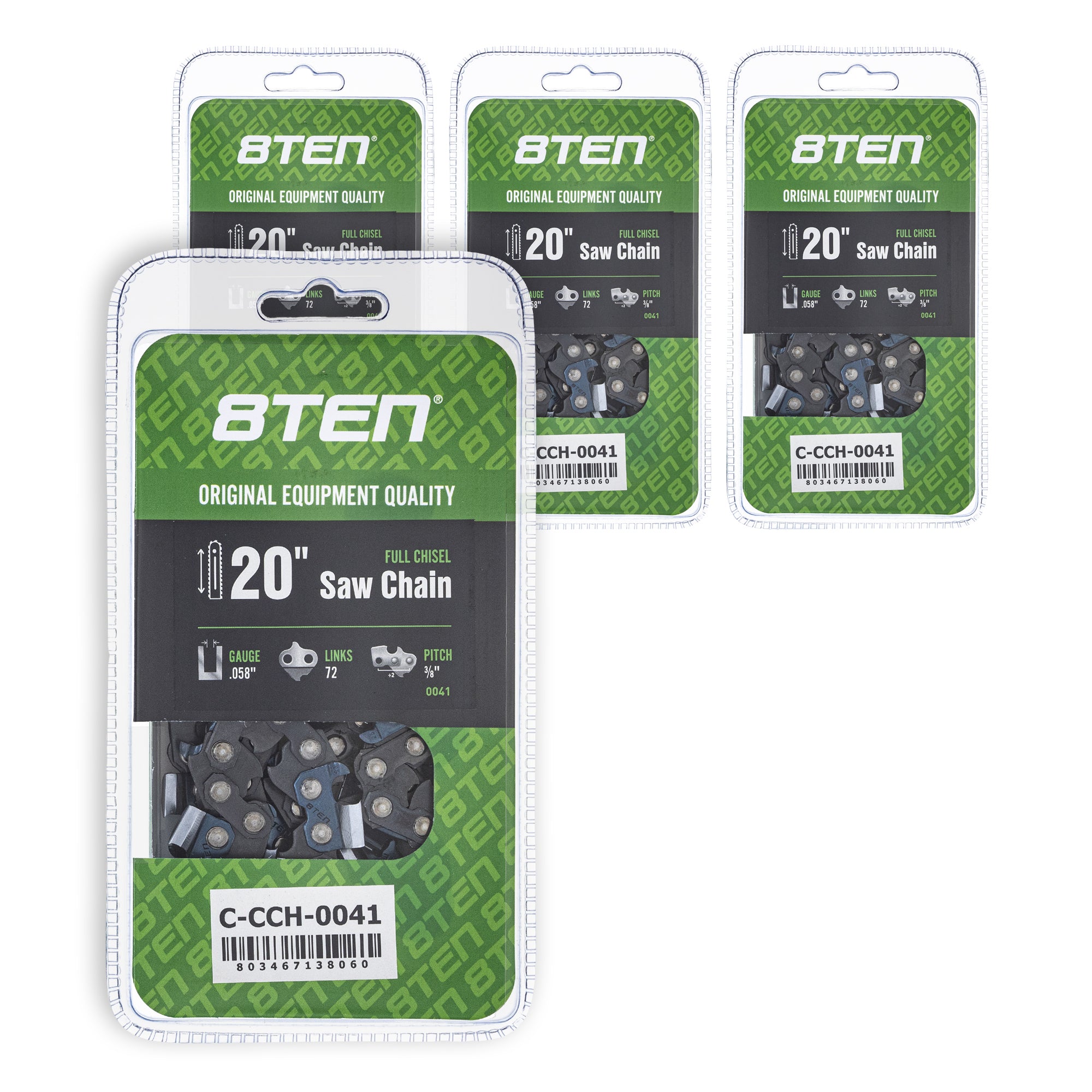 Chainsaw Chain 20 Inch .058 3/8 72DL 4-Pack for zOTHER Oregon Husqvarna Poulan Craftsman 8TEN 810-CCC2263H