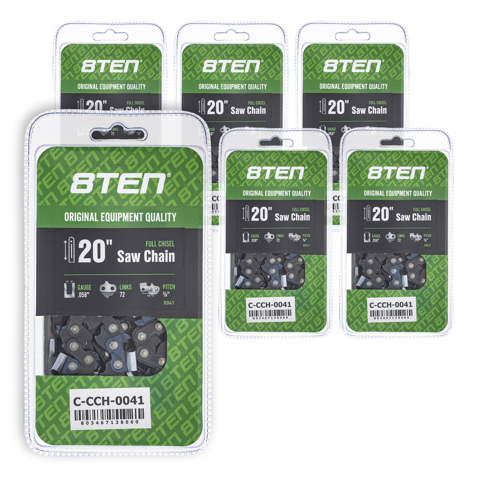 Chainsaw Chain 20 Inch .058 3/8 72DL 6-Pack for zOTHER Oregon Husqvarna Poulan Craftsman 8TEN 810-CCC2263H