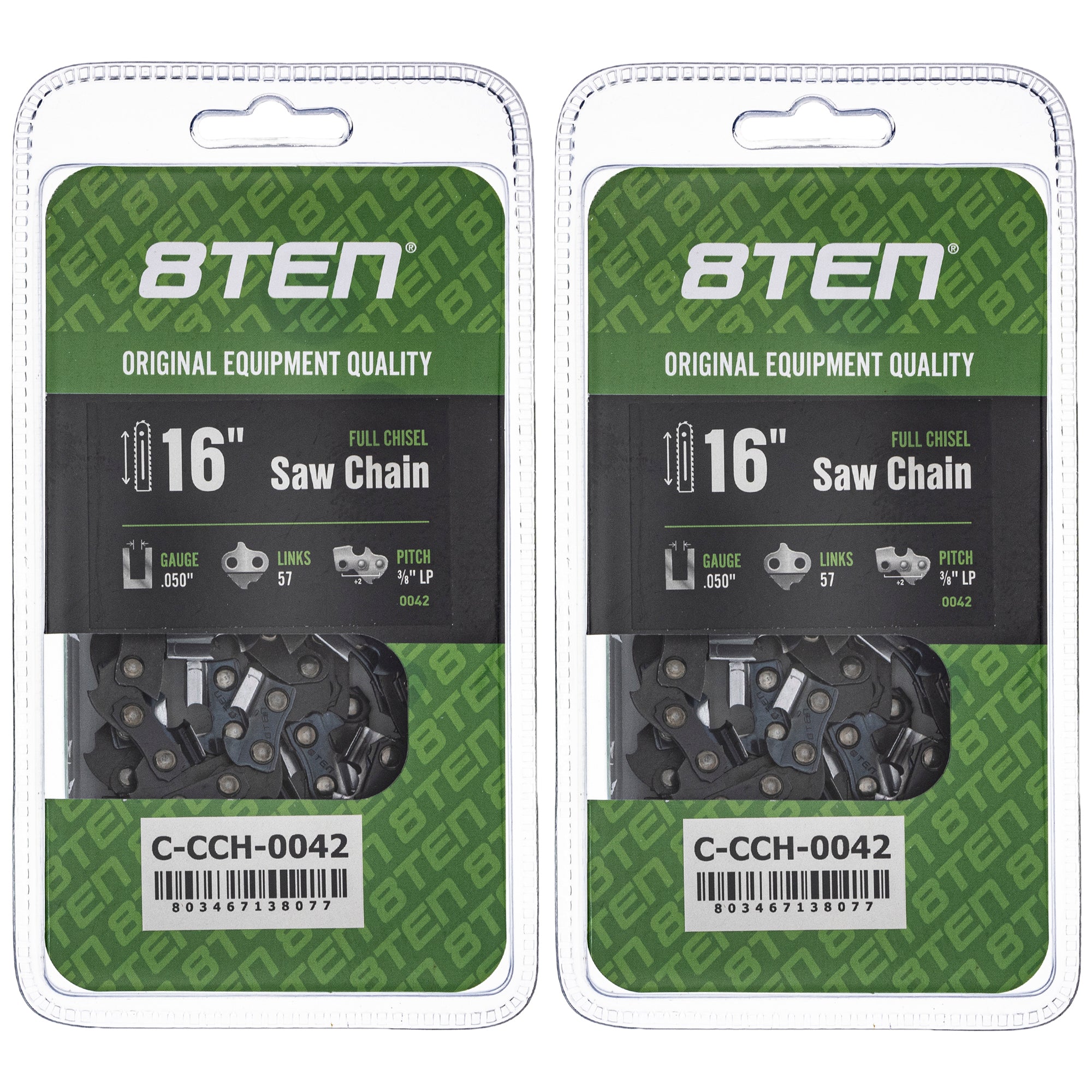 Chainsaw Chain 16 Inch .050 3/8 LP 57DL 2-Pack for zOTHER Stens Oregon Ref. Oregon Echo 8TEN 810-CCC2264H