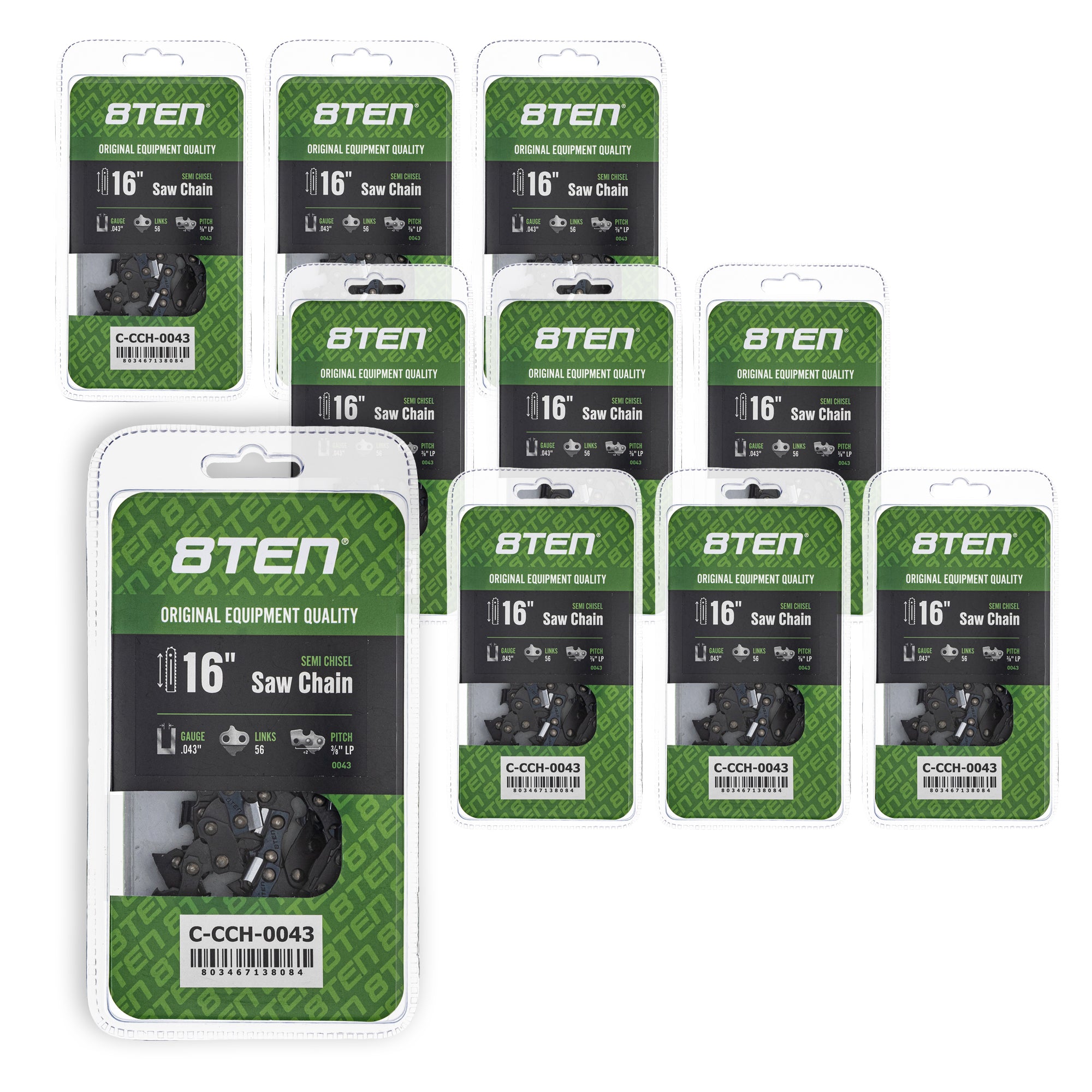 Chainsaw Chain 16 Inch .043 3/8 LP 56DL 10-Pack for zOTHER Oregon XCU04 XCU03 UC4551A 8TEN 810-CCC2265H