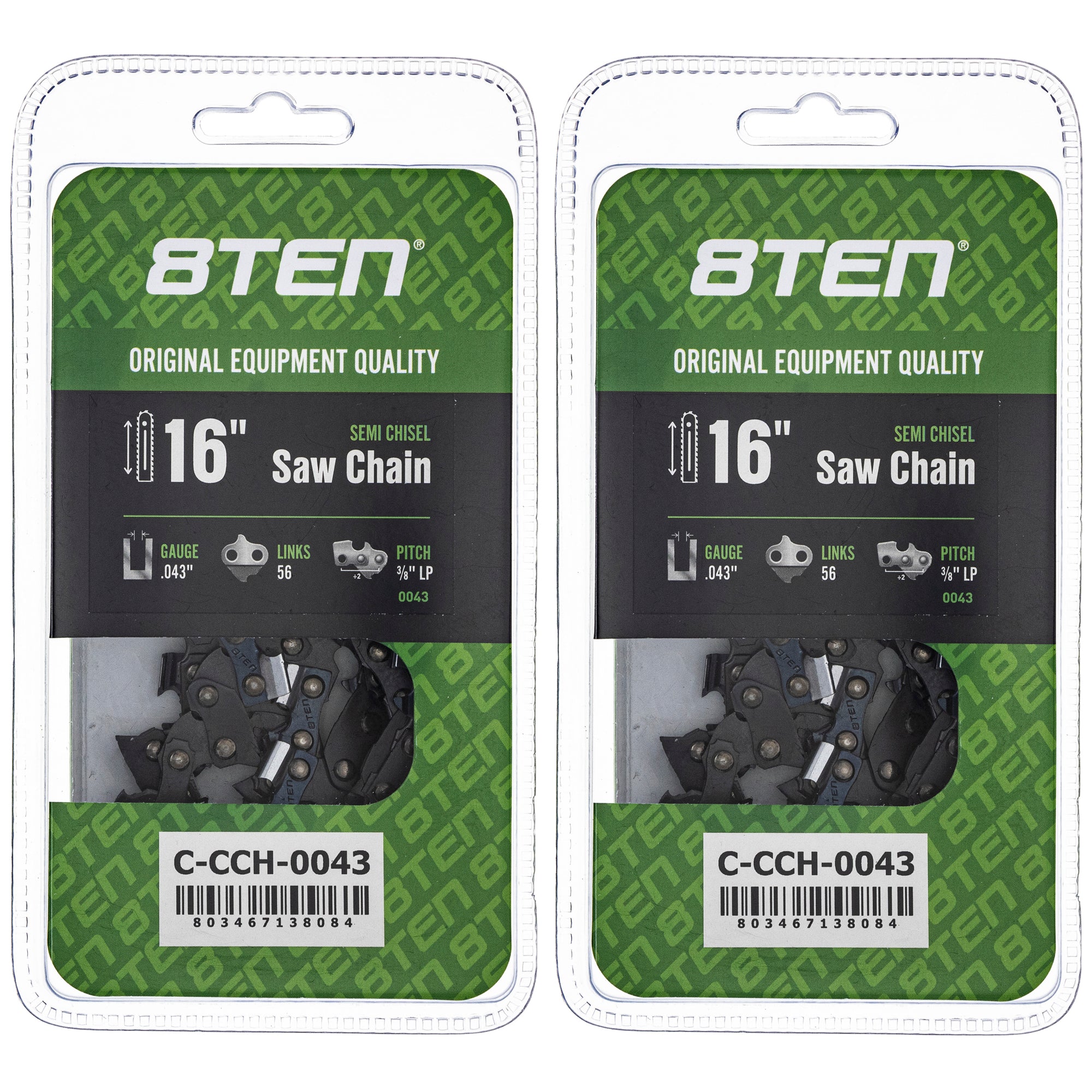 Chainsaw Chain 16 Inch .043 3/8 LP 56DL 2-Pack for zOTHER Oregon CS-330T CCS-58V 8TEN 810-CCC2265H