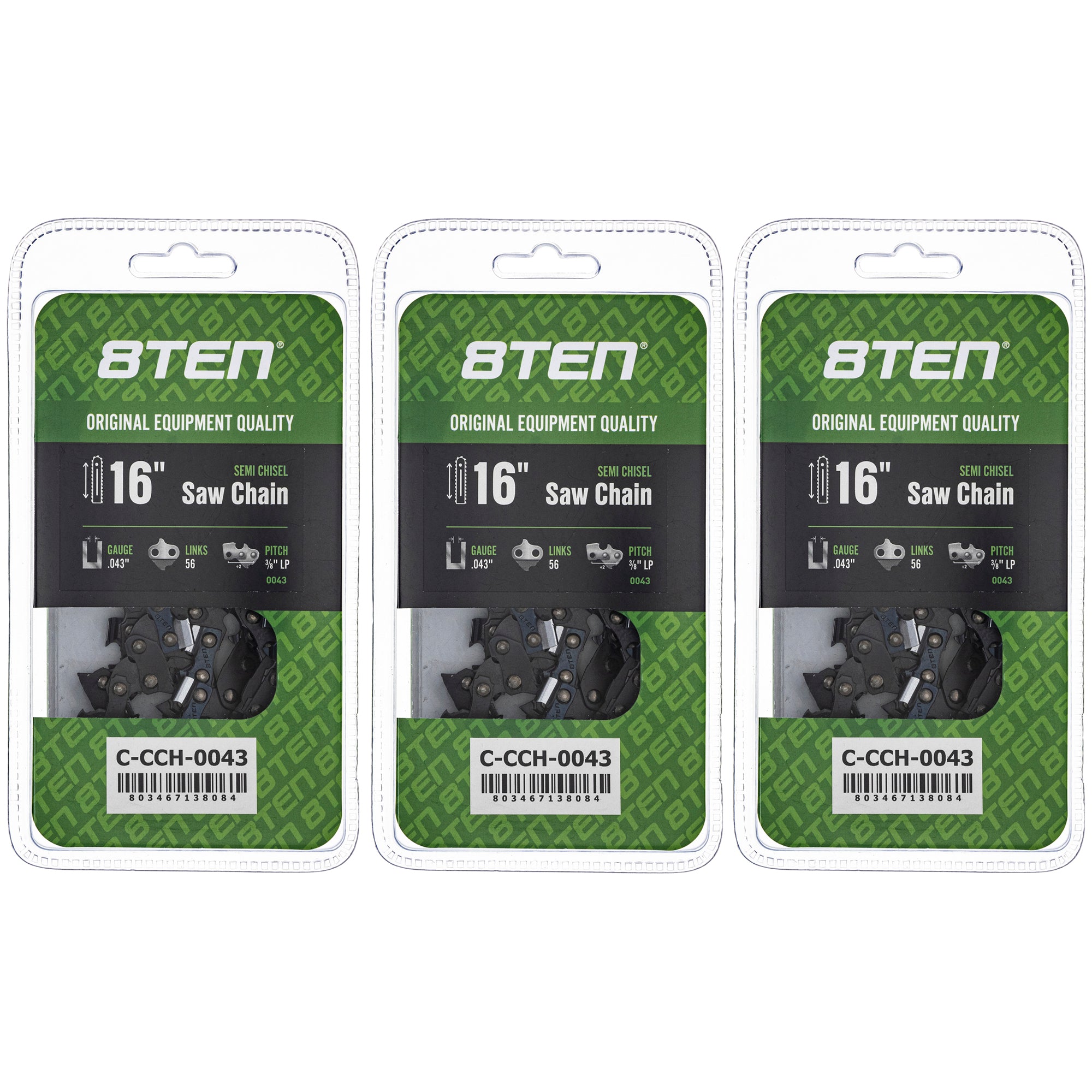 Chainsaw Chain 16 Inch .043 3/8 LP 56DL 3-Pack for zOTHER Oregon CS-330T CCS-58V 8TEN 810-CCC2265H