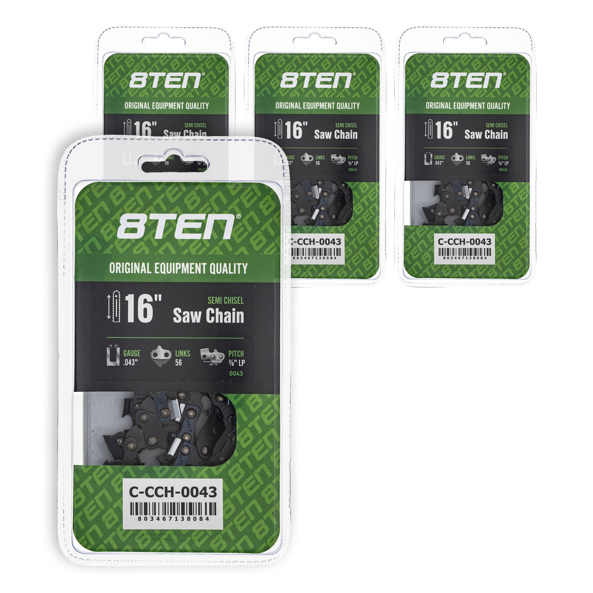 Chainsaw Chain 16 Inch .043 3/8 LP 56DL 4-Pack for zOTHER Oregon CS-330T CCS-58V 8TEN 810-CCC2265H