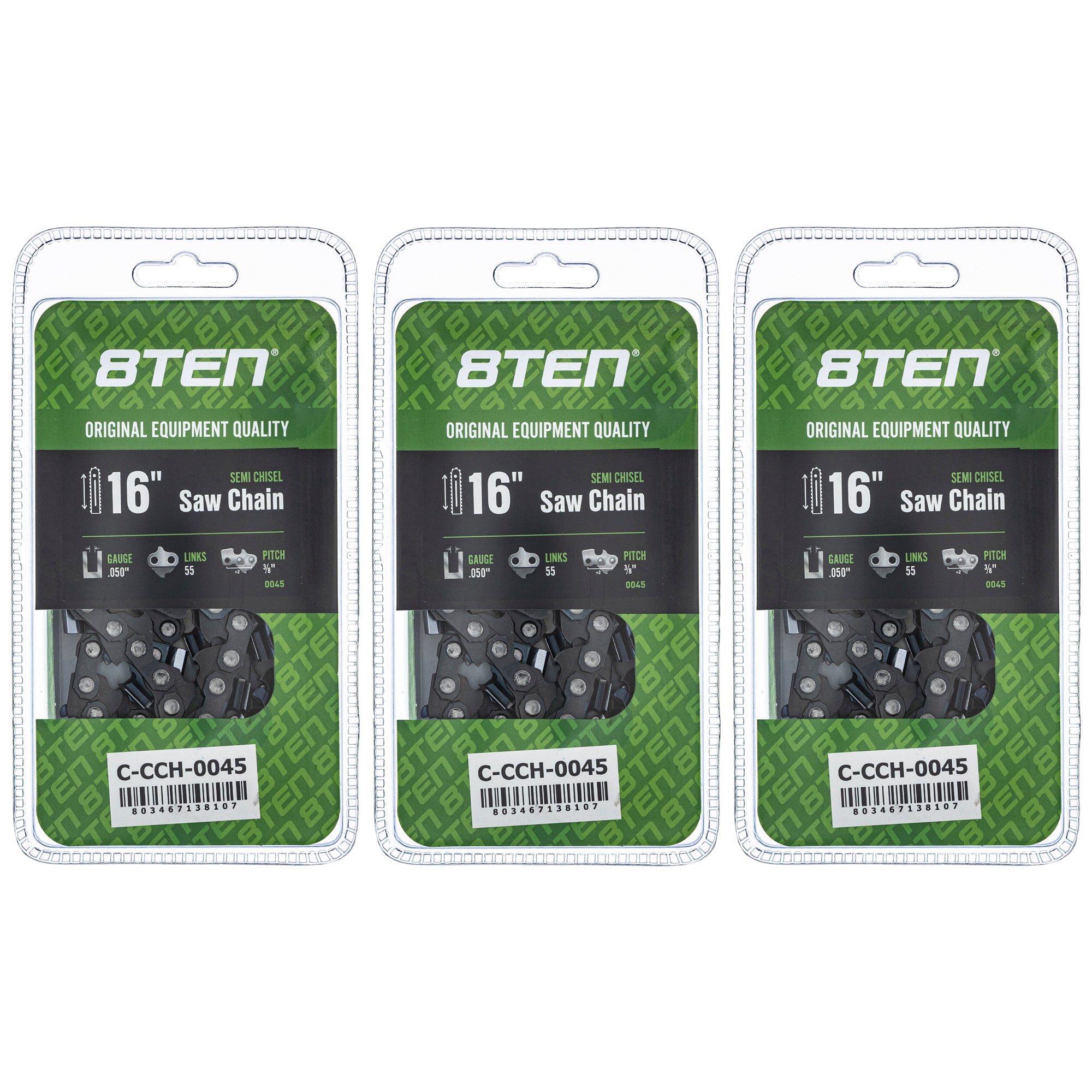 Chainsaw Chain 16 Inch .050 3/8 55DL 3-Pack for zOTHER Stens Oregon MSE MS Mac Lumberjack 8TEN 810-CCC2267H
