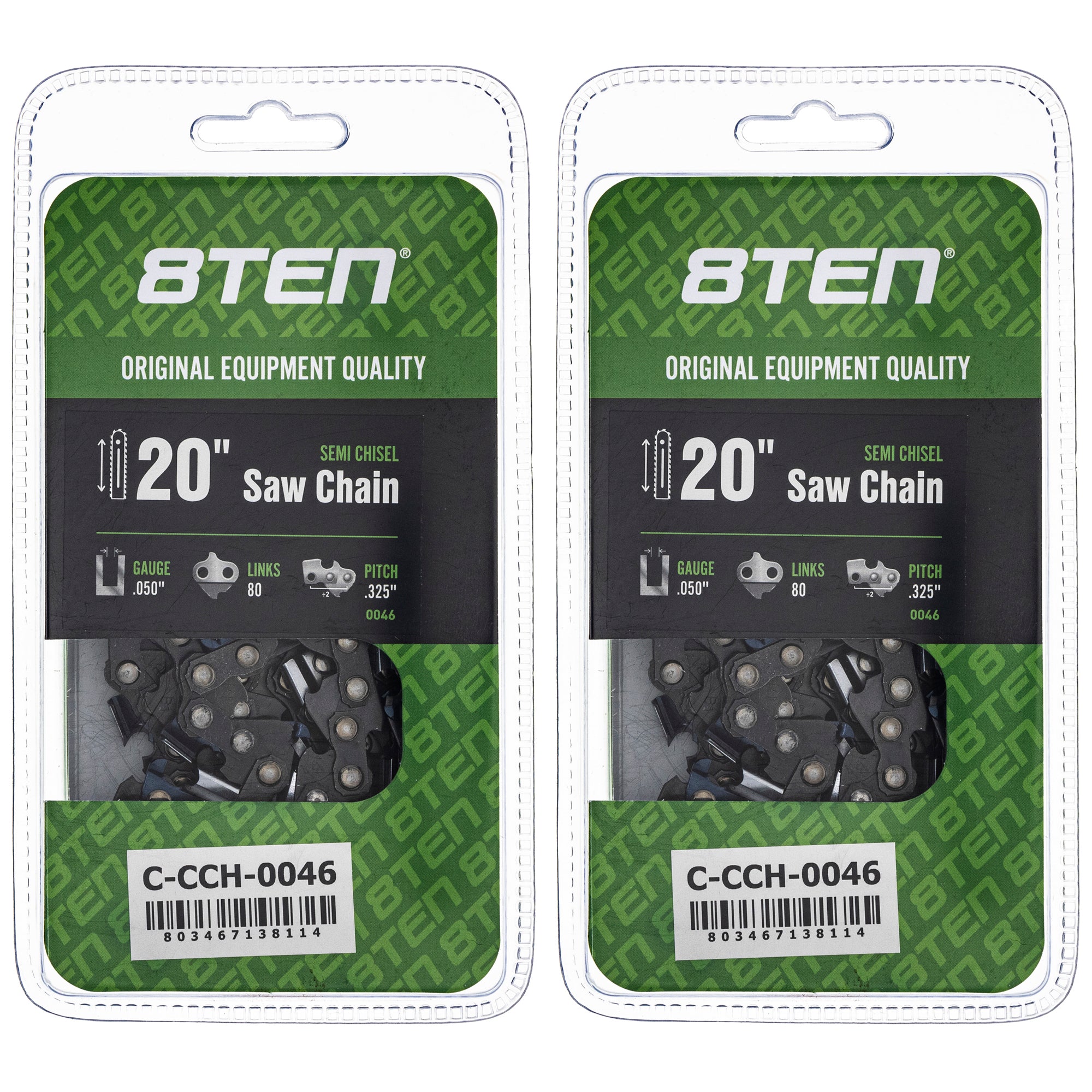 Chainsaw Chain 20 Inch .050 .325 80DL 2-Pack for zOTHER Oregon 555 550 545 450 8TEN 810-CCC2268H