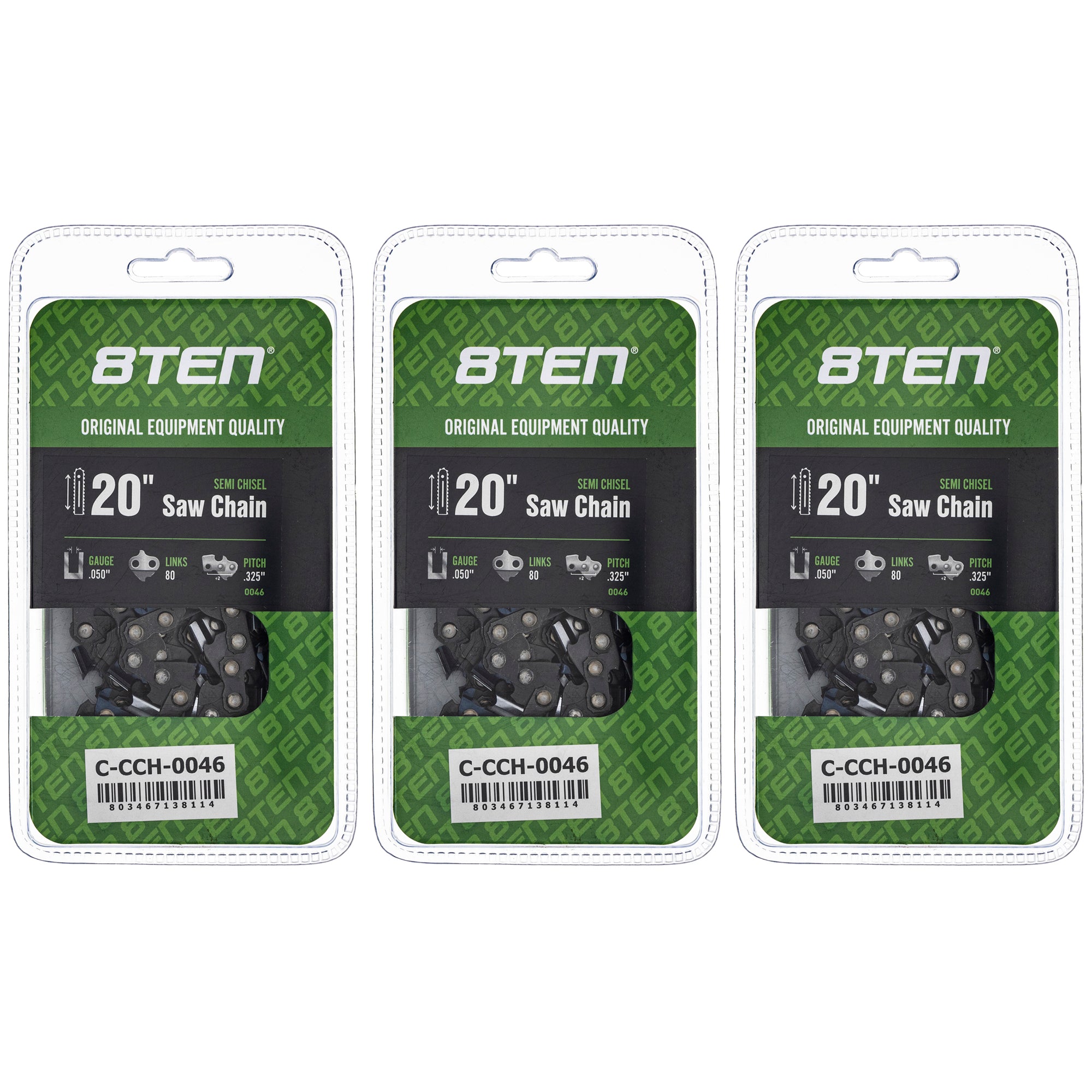 Chainsaw Chain 20 Inch .050 .325 80DL 3-Pack for zOTHER Oregon 555 550 545 450 8TEN 810-CCC2268H