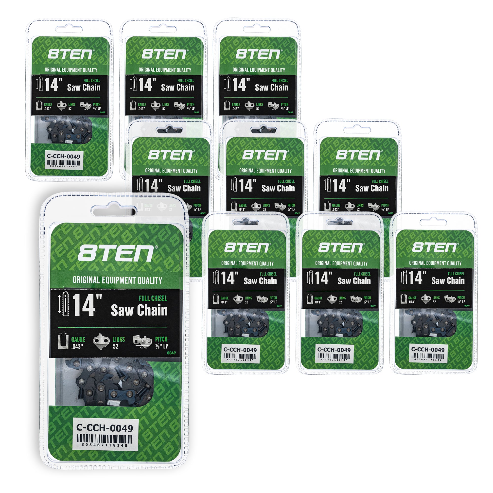 Chainsaw Chain 14 Inch .043 3/8 LP 52DL 10-Pack for zOTHER Champion XCU04 XCU03 T536 8TEN 810-CCC2261H