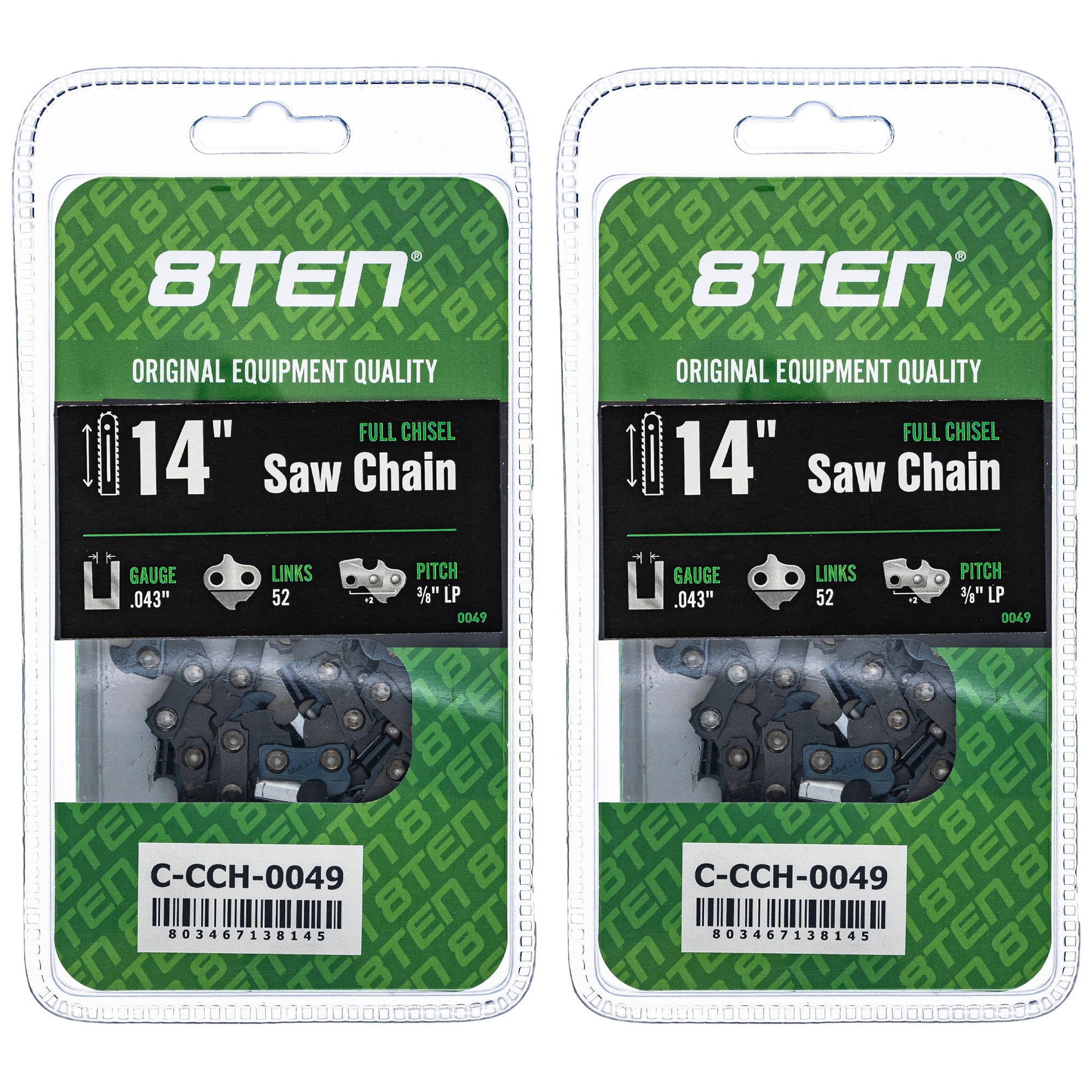 Chainsaw Chain 14 Inch .043 3/8 LP 52DL 2-Pack for zOTHER Champion T536 CS-330T CS-306 8TEN 810-CCC2261H