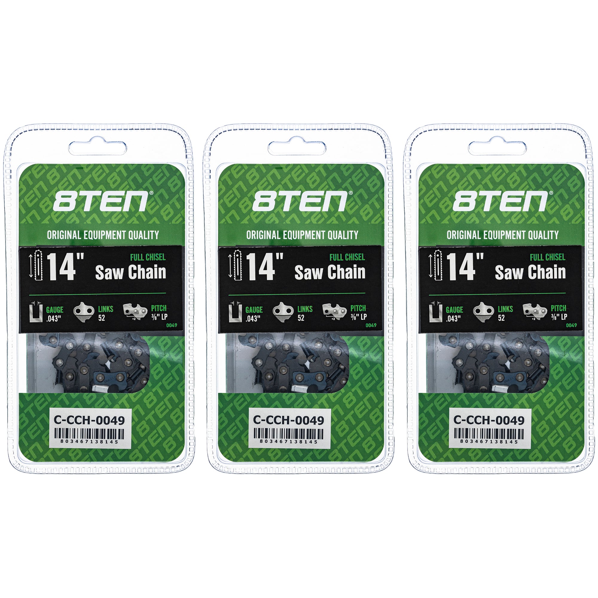 Chainsaw Chain 14 Inch .043 3/8 LP 52DL 3-Pack for zOTHER Champion XCU04 XCU03 T536 8TEN 810-CCC2261H