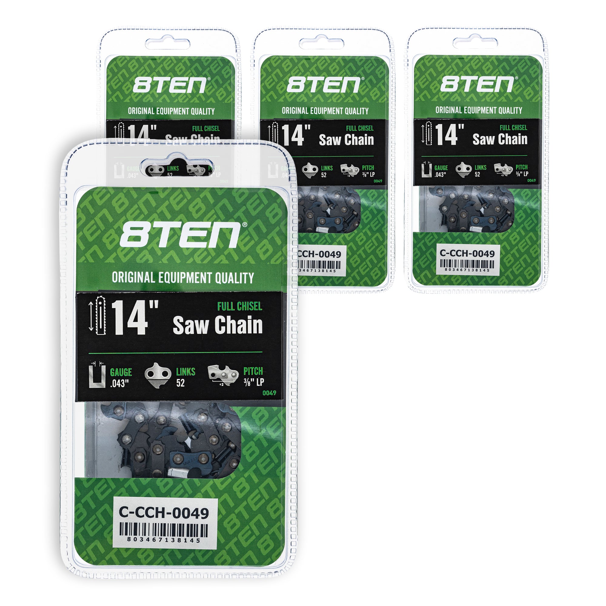 Chainsaw Chain 14 Inch .043 3/8 LP 52DL 4-Pack for zOTHER Champion XCU04 XCU03 T536 8TEN 810-CCC2261H