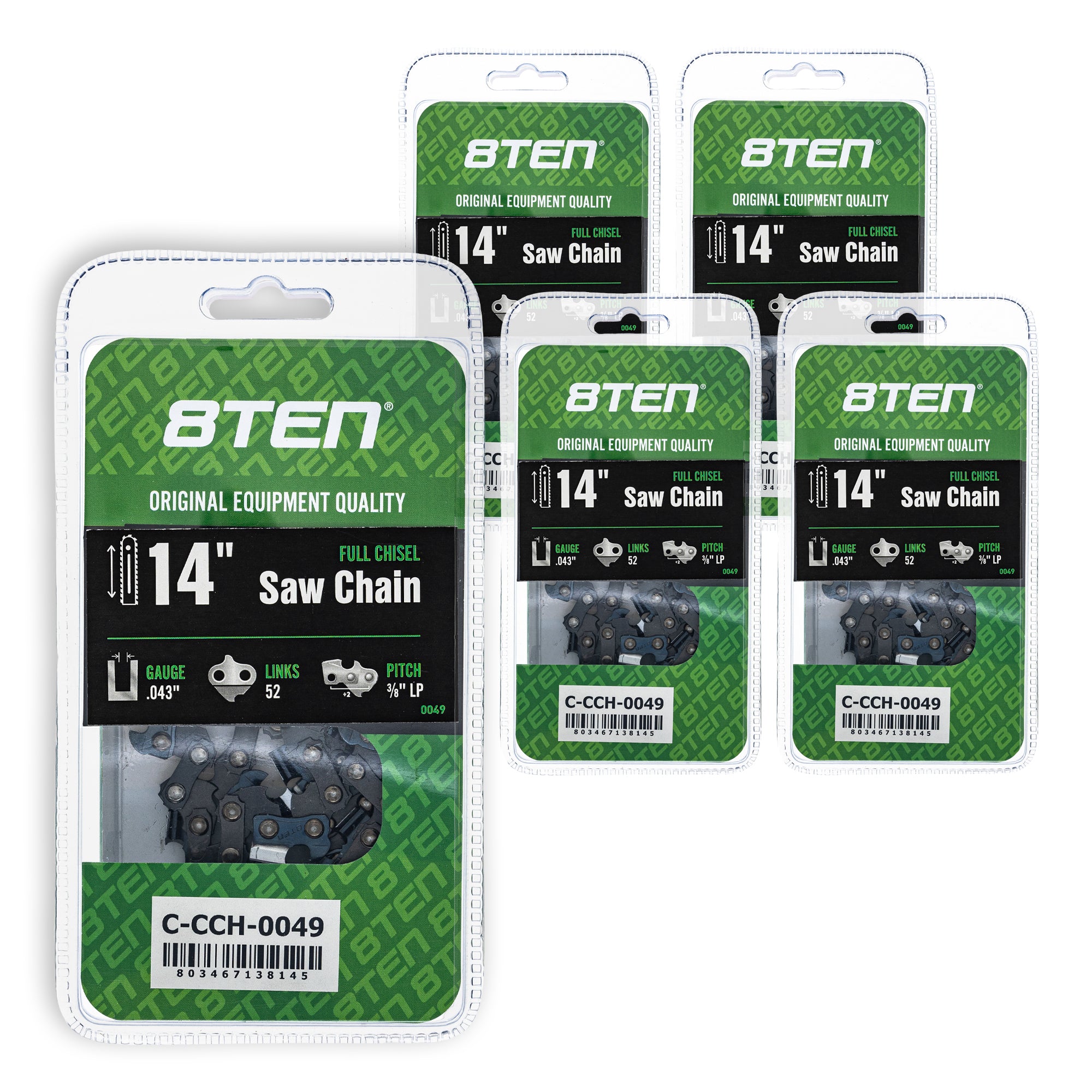 Chainsaw Chain 14 Inch .043 3/8 LP 52DL 5-Pack for zOTHER Champion XCU04 XCU03 T536 8TEN 810-CCC2261H