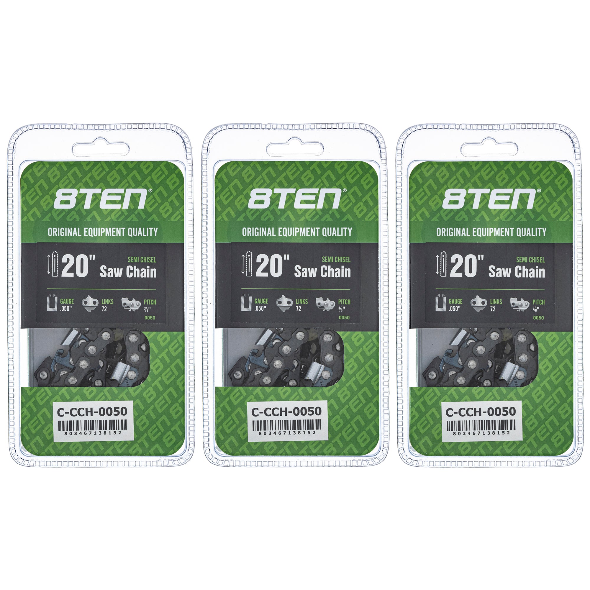 Chainsaw Chain 20 Inch .050 3/8 72DL 3-Pack for zOTHER Ref No Oregon Husqvarna Poulan 8TEN 810-CCC2272H