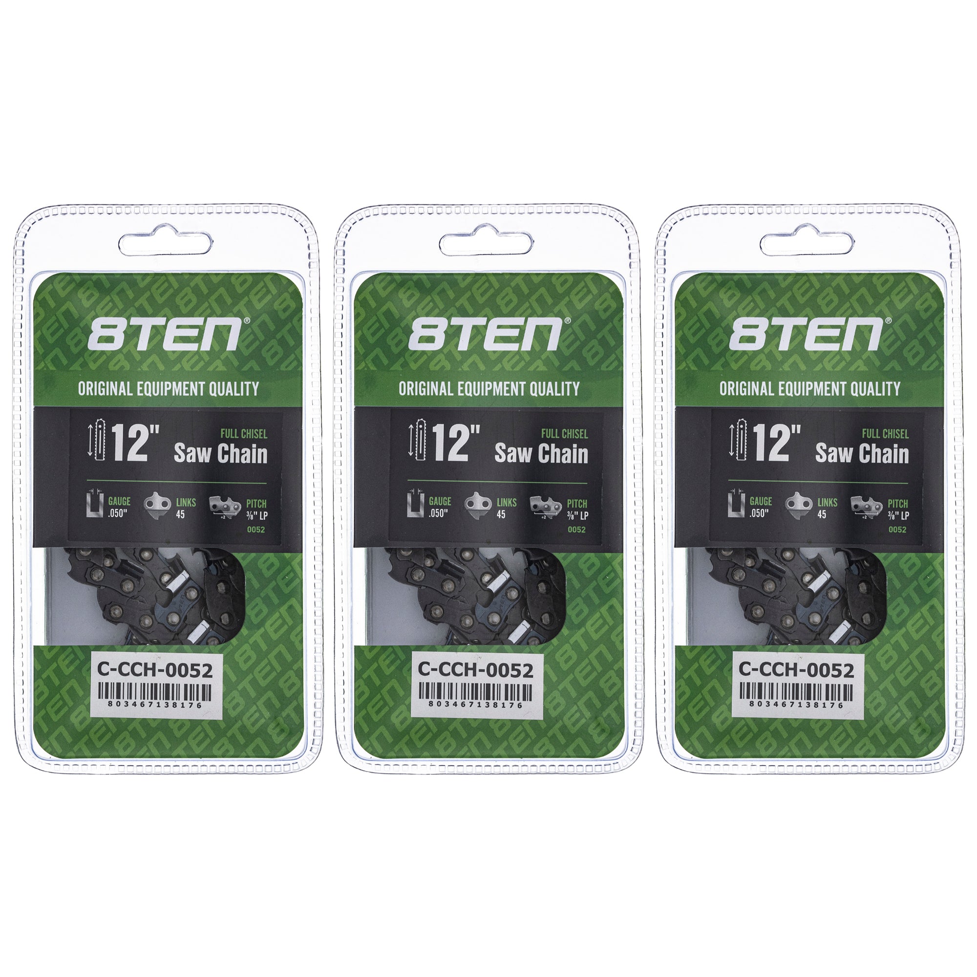 Chainsaw Chain 12 Inch .050 3/8 LP 45DL 3-Pack for zOTHER Stens Oregon Ref. Oregon 8TEN 810-CCC2274H