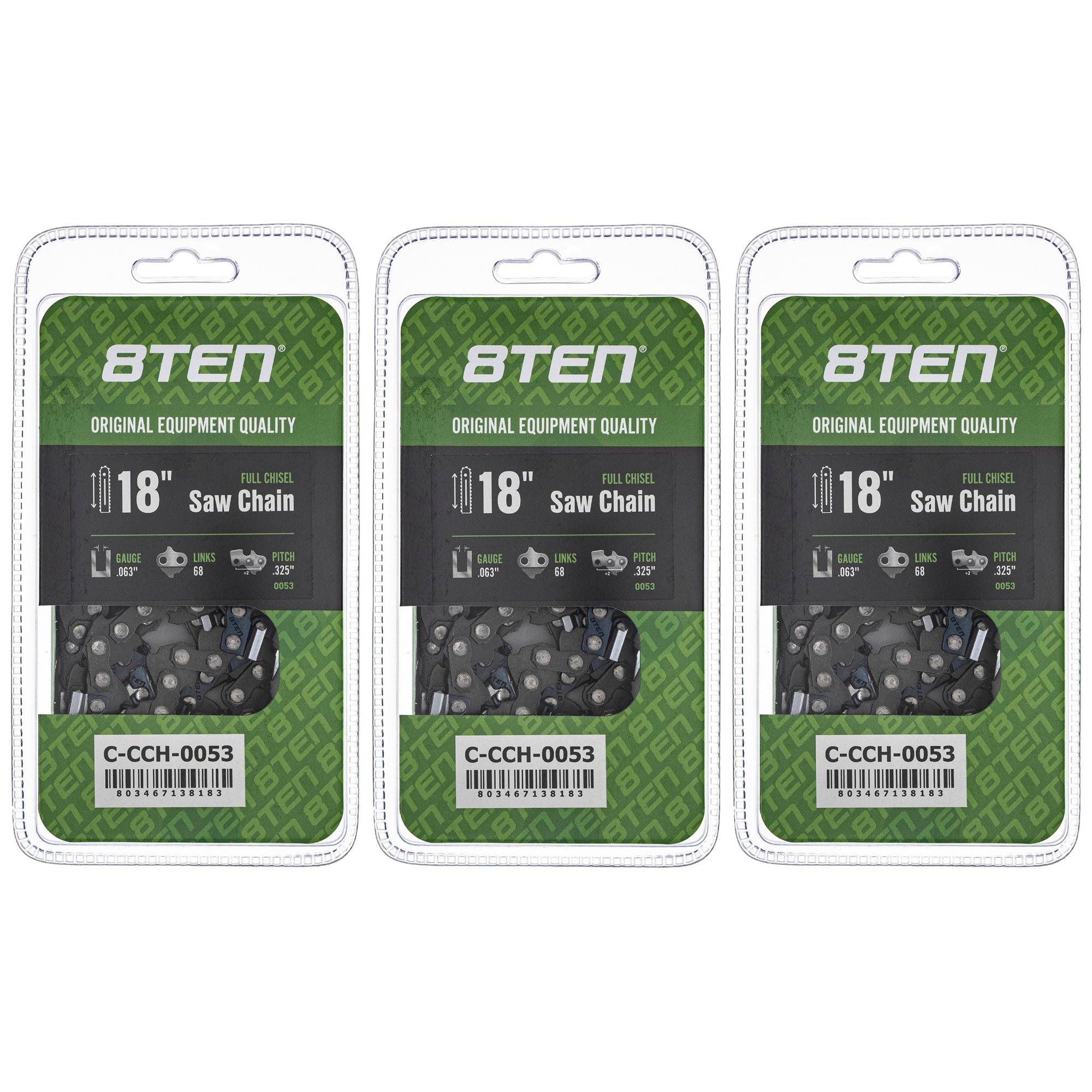 Chainsaw Chain 18 Inch .063 .325 68DL 3-Pack for zOTHER Stens Oregon MS 25 070 025 8TEN 810-CCC2275H
