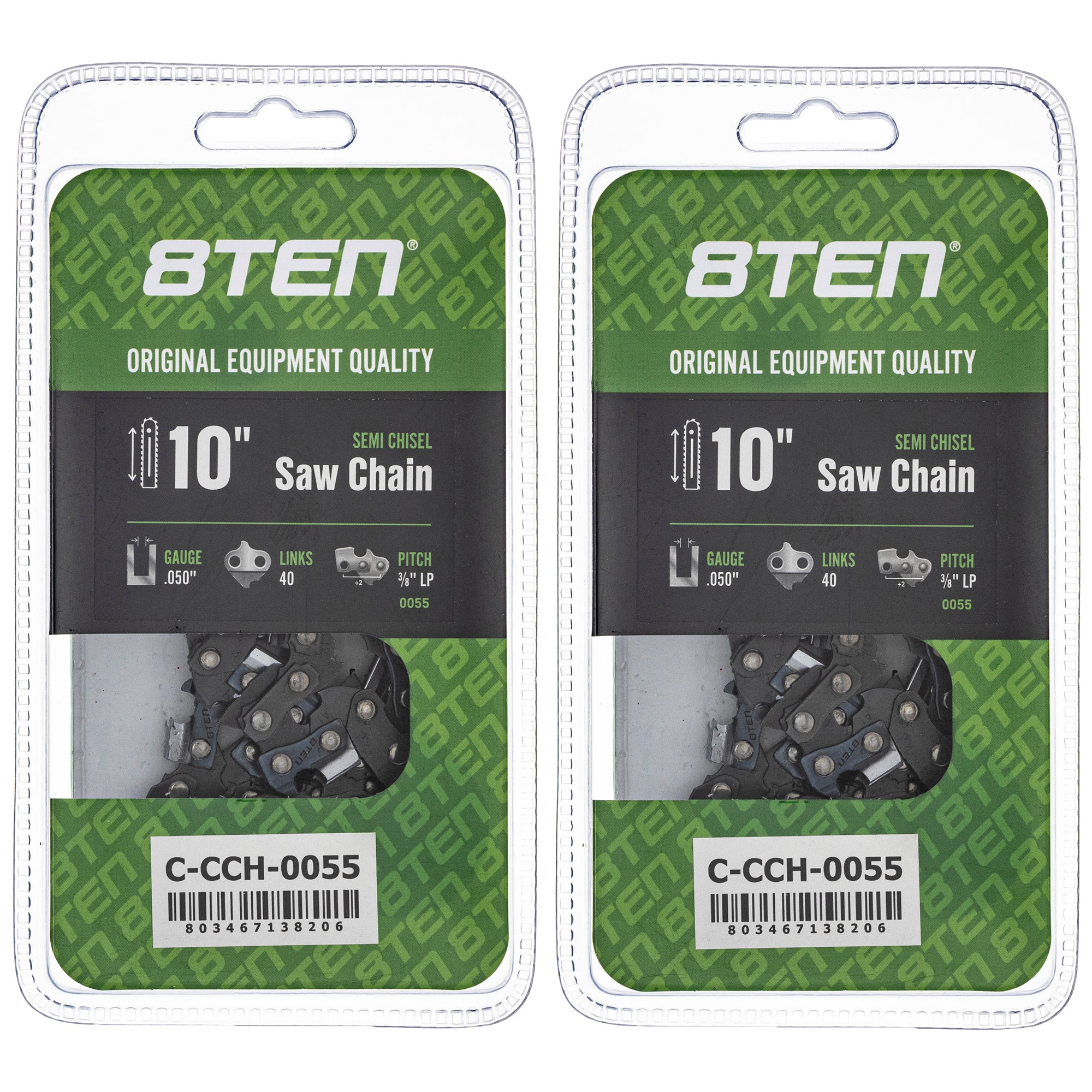 Chainsaw Chain 10 Inch .050 3/8 LP 40DL 2-Pack for zOTHER Oregon WG309 RM8EPS RM1425 8TEN 810-CCC2277H