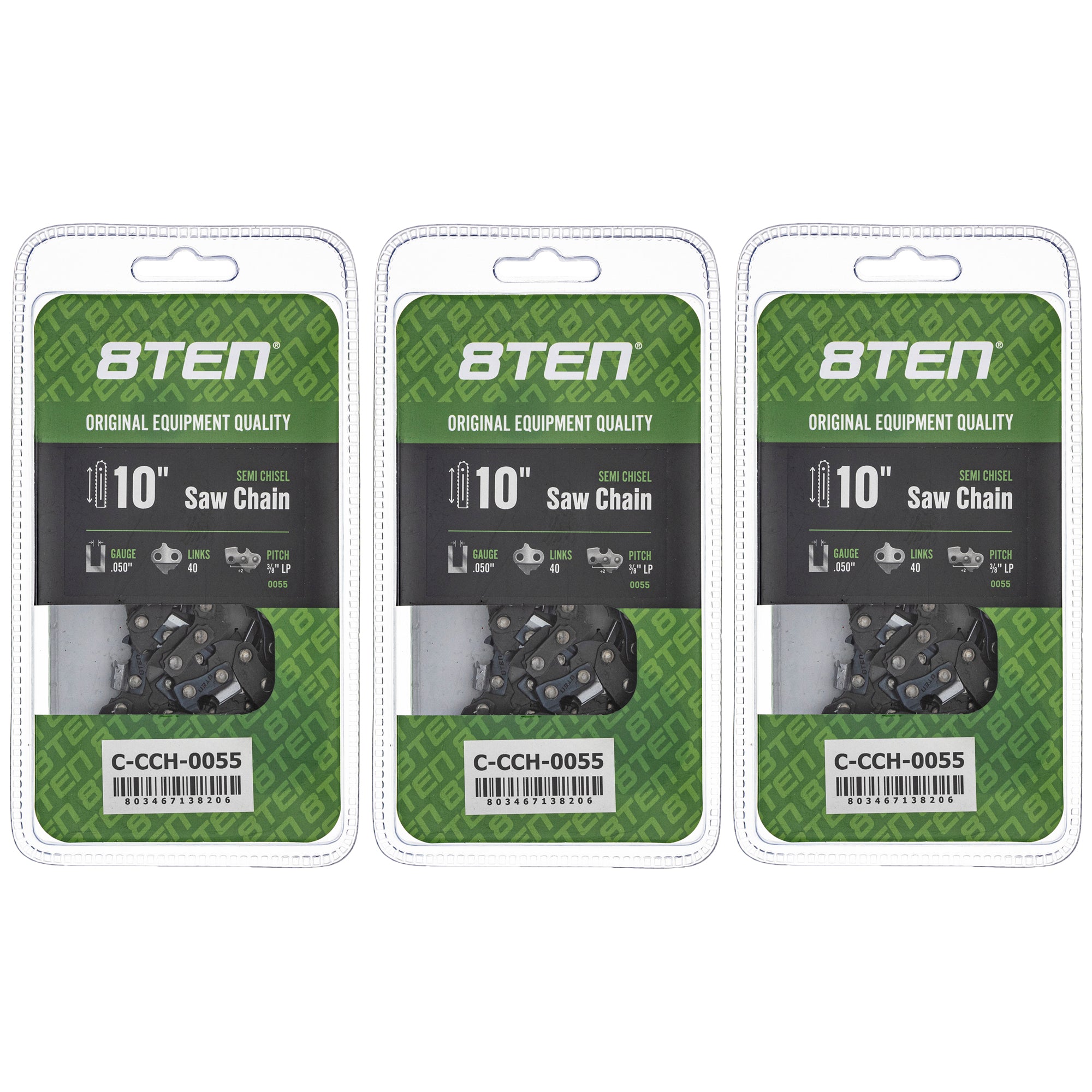 Chainsaw Chain 10 Inch .050 3/8 LP 40DL 3-Pack for zOTHER Oregon WG309 RM8EPS RM1425 8TEN 810-CCC2277H