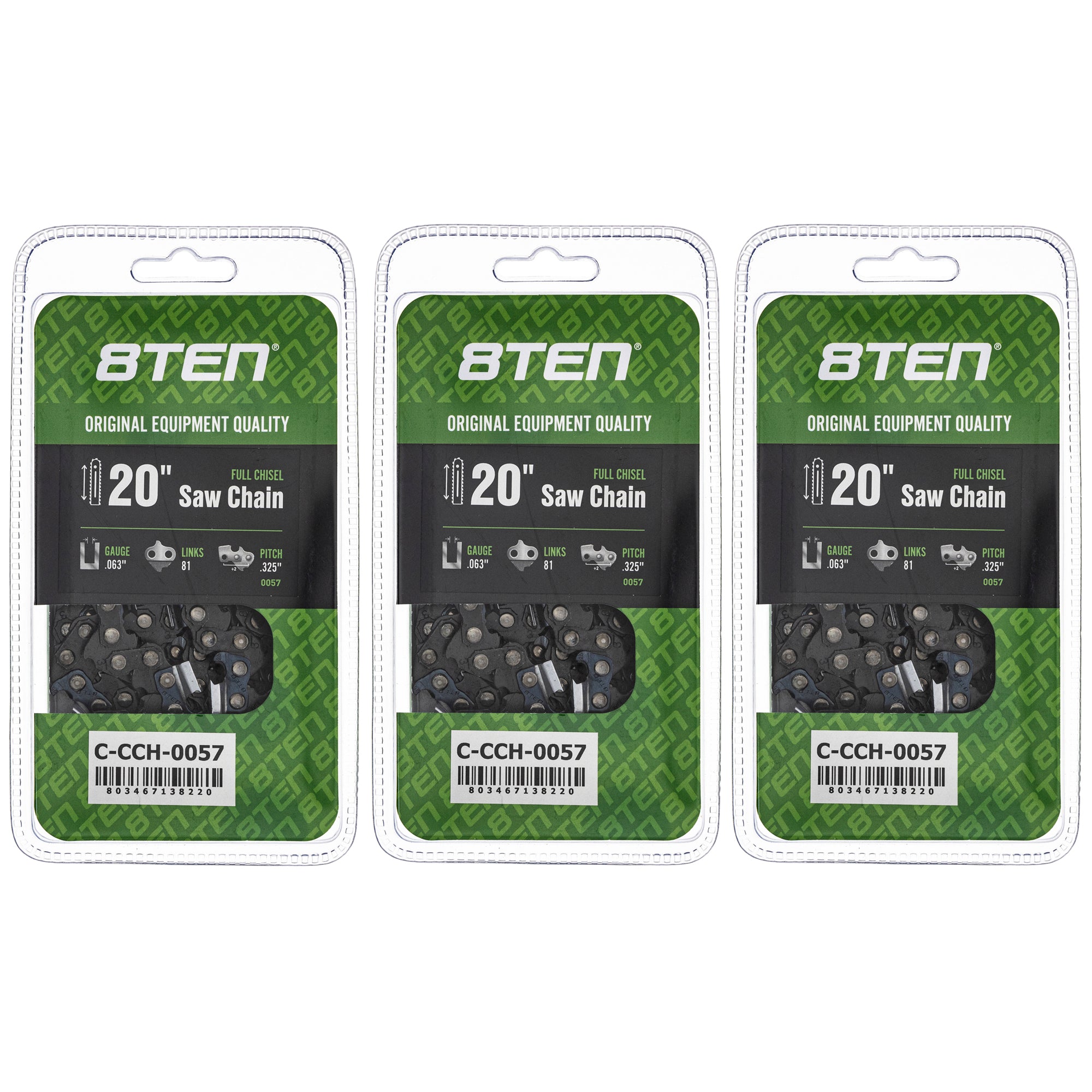 Chainsaw Chain 20 Inch .063 .325 81DL 3-Pack for zOTHER Stens Oregon MS 634 40 36 8TEN 810-CCC2279H