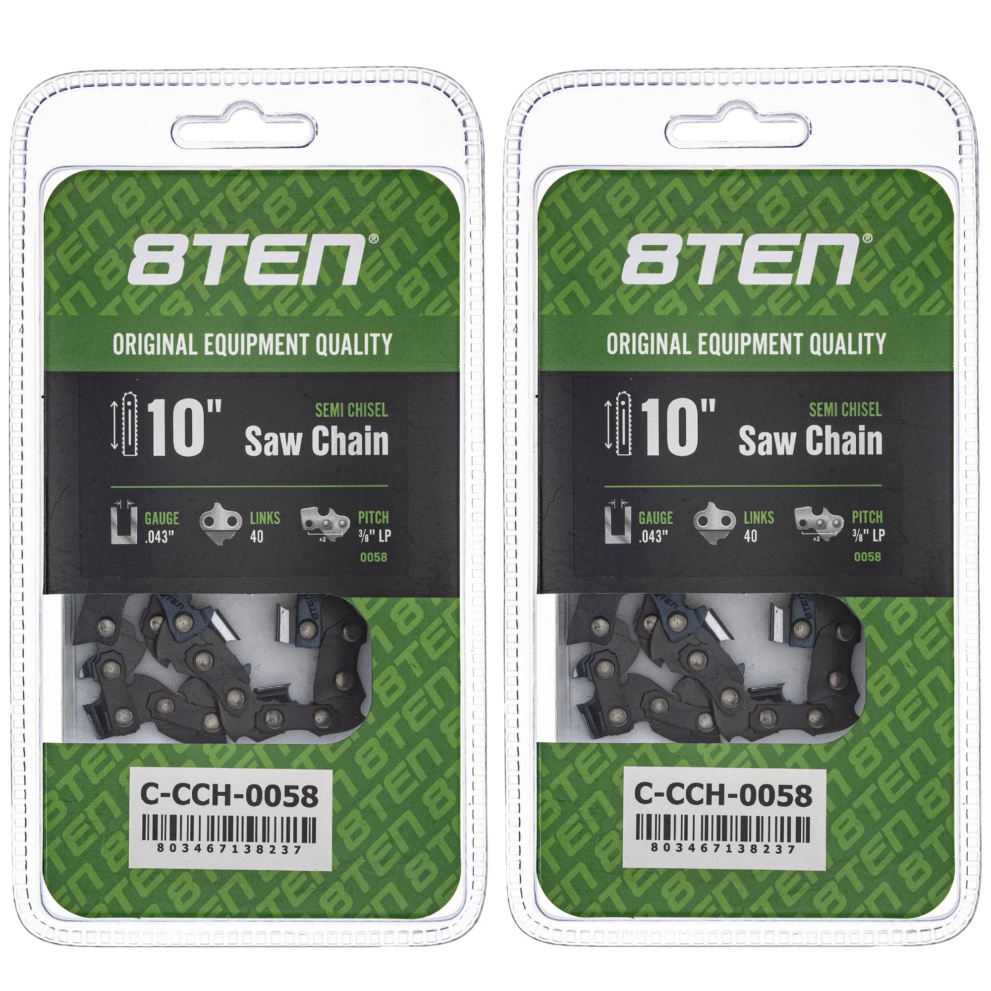 Chainsaw Chain 10 Inch .043 3/8 LP 40DL 2-Pack for zOTHER Oregon T536 536 436 8TEN 810-CCC2270H