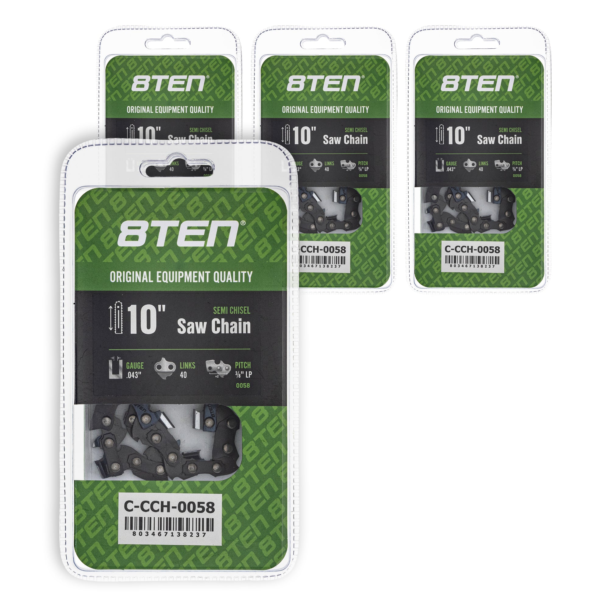 Chainsaw Chain 10 Inch .043 3/8 LP 40DL 4-Pack for zOTHER Oregon T536 536 436 8TEN 810-CCC2270H