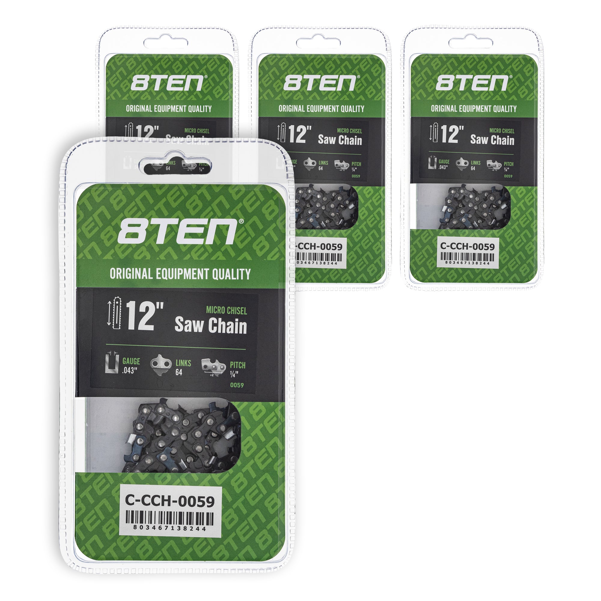 Chainsaw Chain 12 Inch .043 1/4 64DL 4-Pack for zOTHER HT 12 8TEN 810-CCC2271H