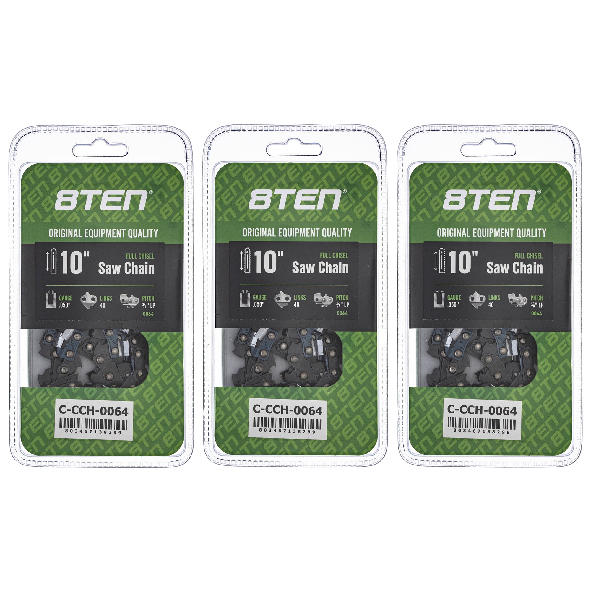 Chainsaw Chain 10 Inch .050 3/8 LP 40DL 3-Pack for zOTHER Oregon 8TEN 810-CCC2286H