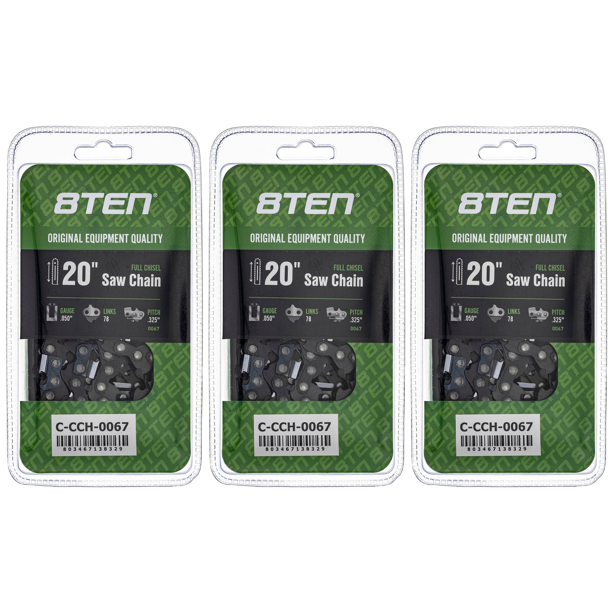 Chainsaw Chain 20 Inch .050 .325 78DL 3-Pack for zOTHER Stens Ref No Oregon Echo Shindaiwa 8TEN 810-CCC2289H