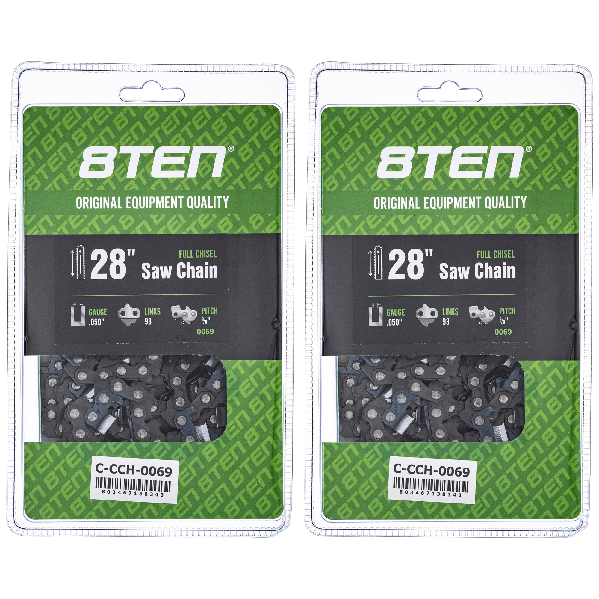 Chainsaw Chain 28 Inch .050 3/8 93DL 2-Pack for zOTHER Oregon Echo Shindaiwa Bear Cat 8TEN 810-CCC2281H