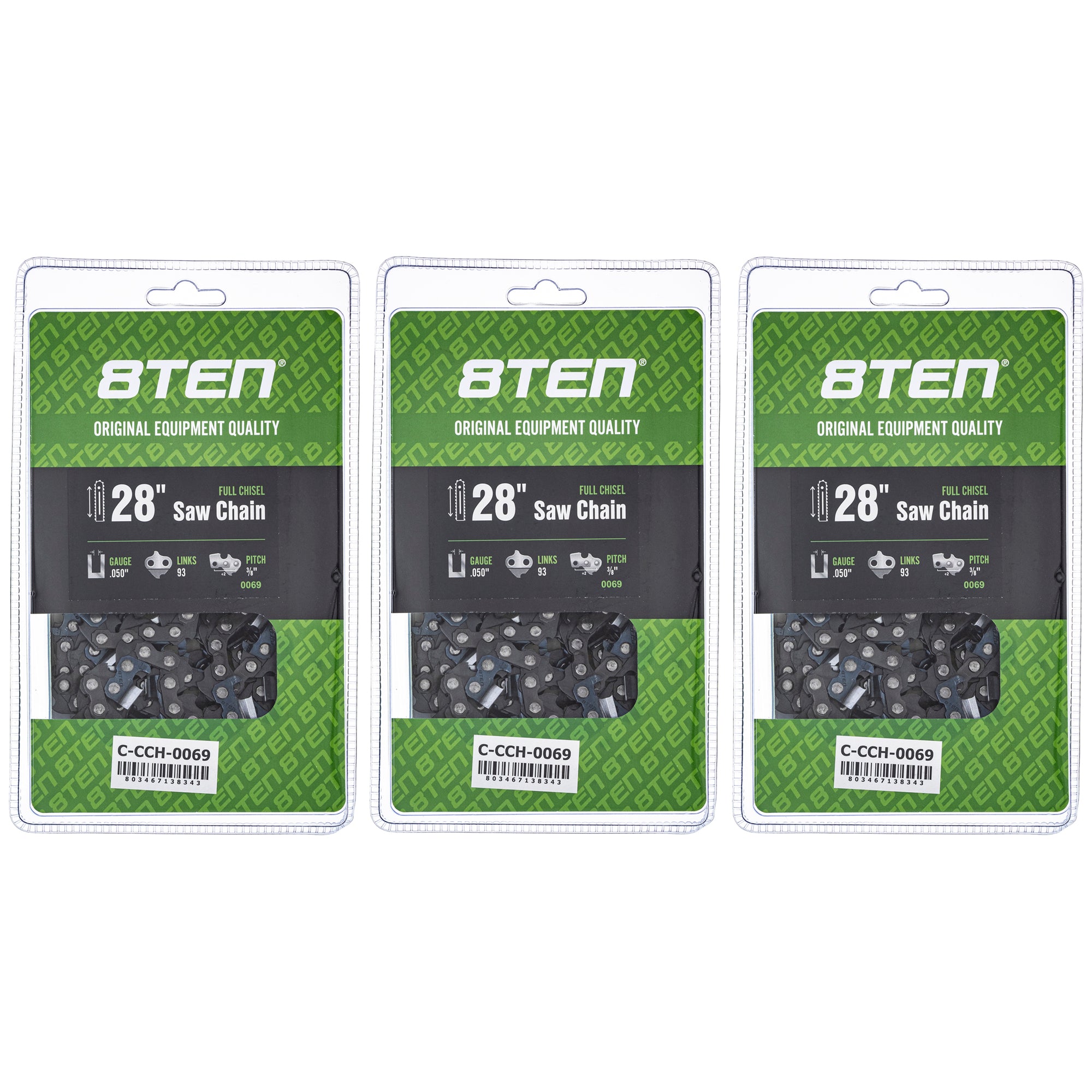 Chainsaw Chain 28 Inch .050 3/8 93DL 3-Pack for zOTHER Oregon Echo Shindaiwa Bear Cat XL V 8TEN 810-CCC2281H