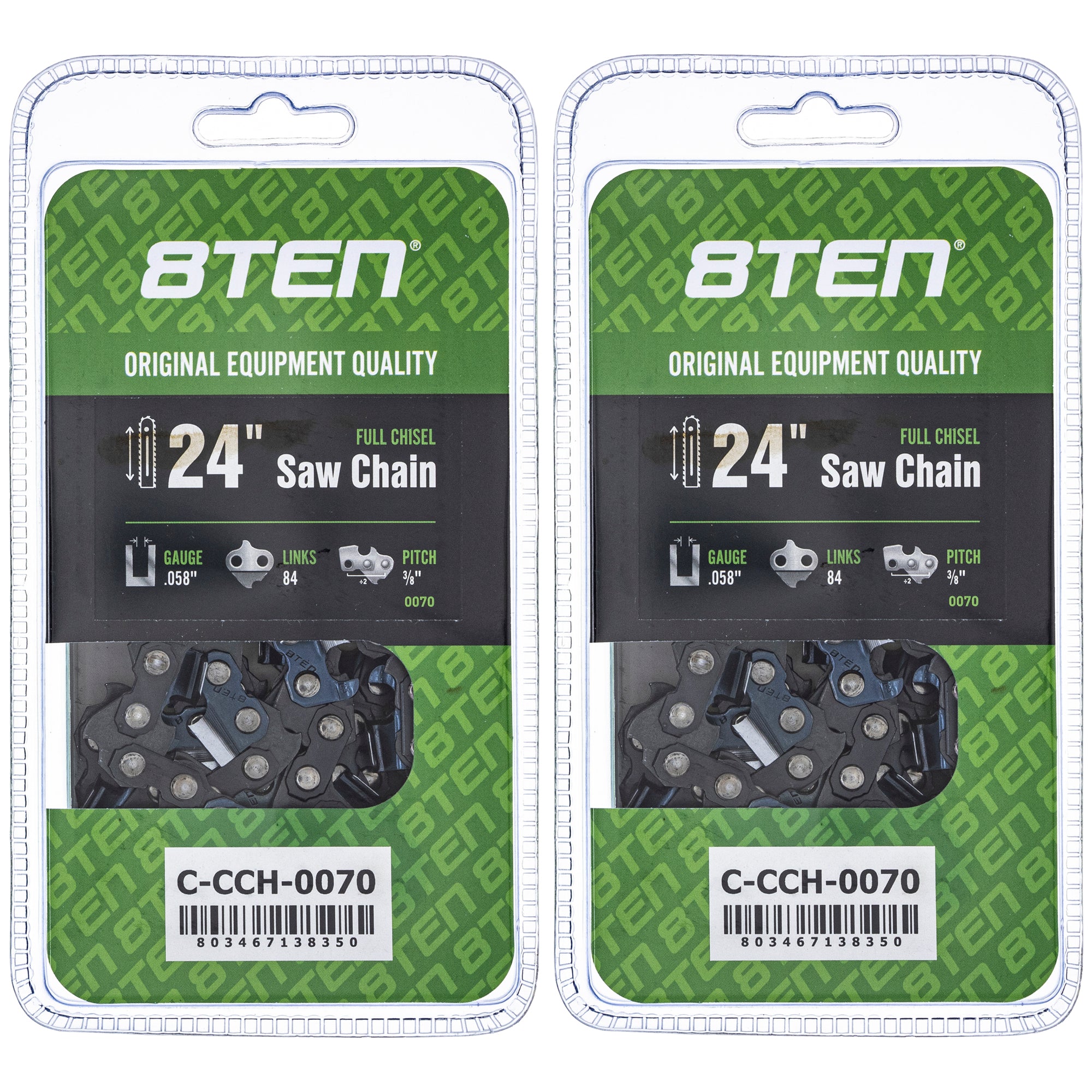Chainsaw Chain 24 Inch .058 3/8 84DL 2-Pack for zOTHER Oregon Husqvarna Poulan Craftsman 8TEN 810-CCC2292H