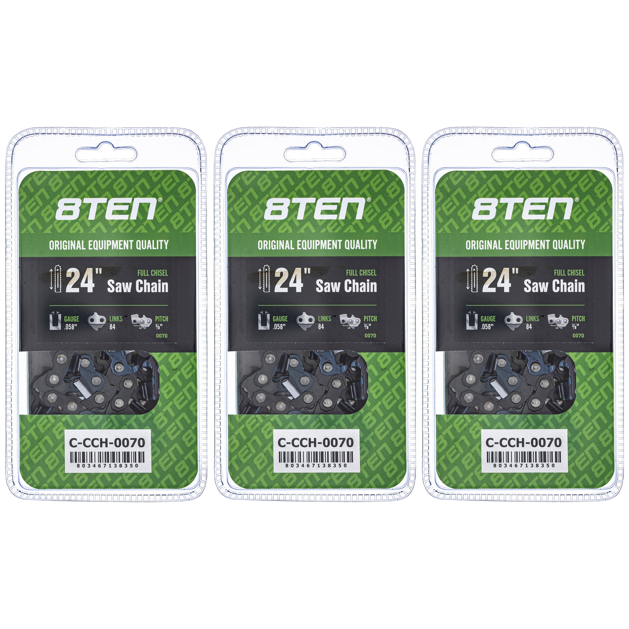 Chainsaw Chain 24 Inch .058 3/8 84DL 3-Pack for zOTHER Oregon Husqvarna Poulan Craftsman 8TEN 810-CCC2292H