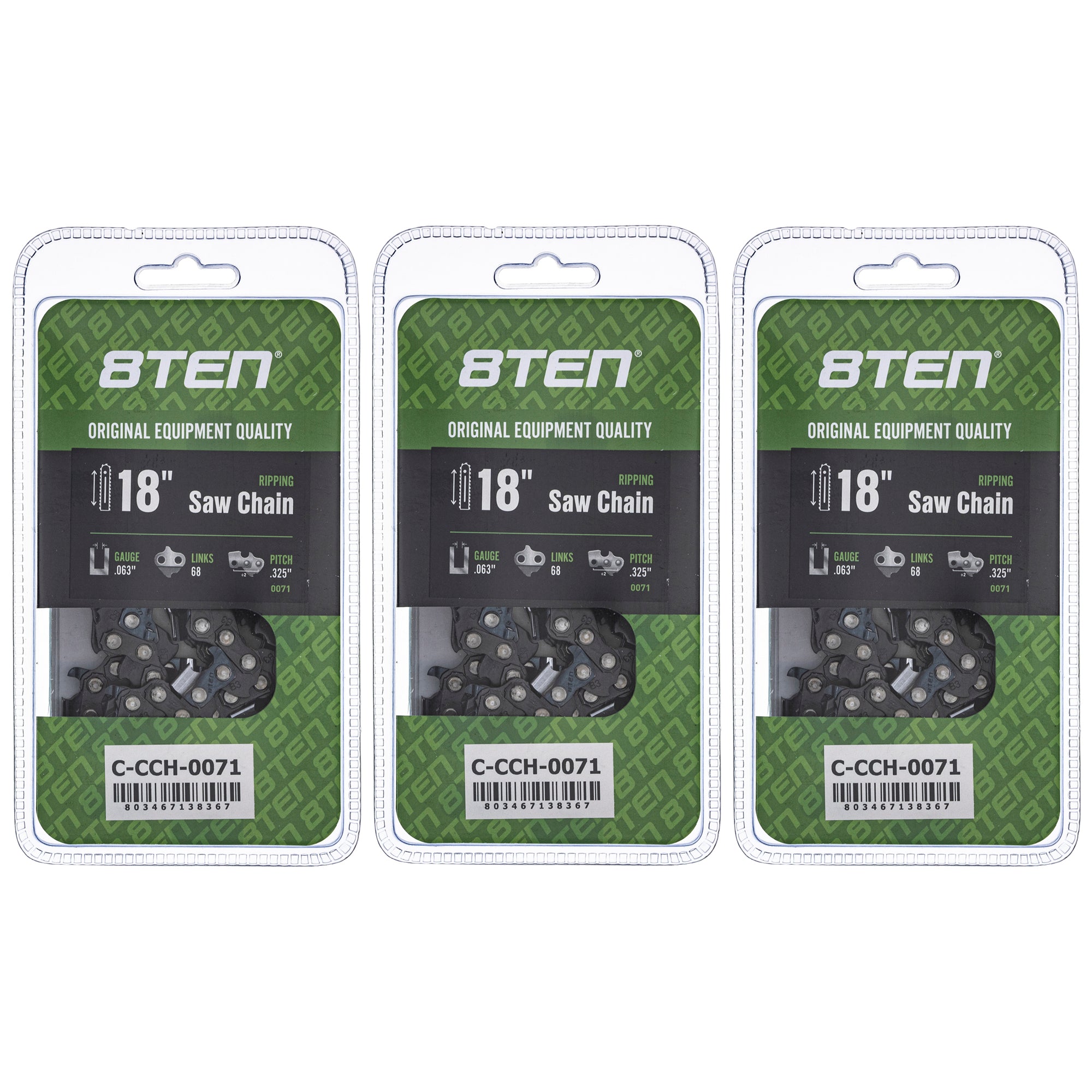 Chainsaw Chain 18 Inch .063 .325 68DL 3-Pack for zOTHER Stens Oregon MS 25 070 025 8TEN 810-CCC2293H