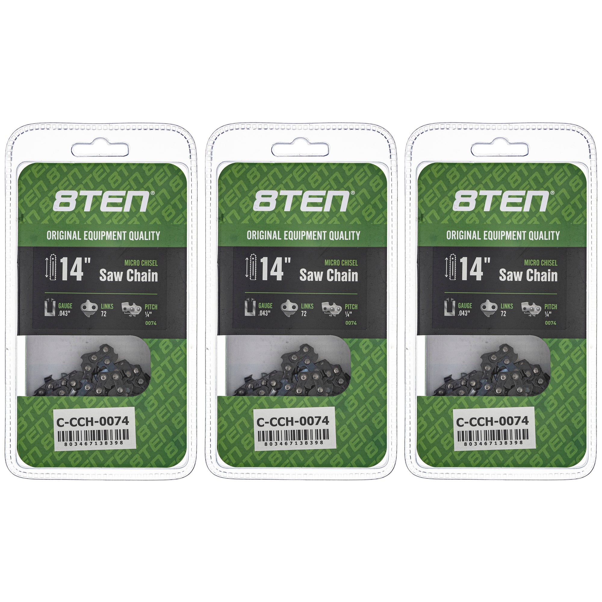 Chainsaw Chain 14 Inch .043 1/4 72DL 3-Pack for zOTHER MSA 14 8TEN 810-CCC2296H