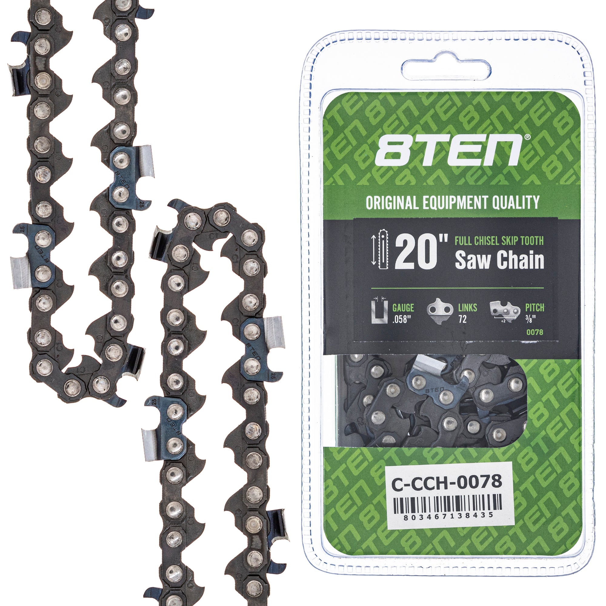 Chainsaw Chain 20 Inch .058 3/8 72DL for zOTHER Oregon Husqvarna Poulan Craftsman AYP 8TEN 810-CCC2290H