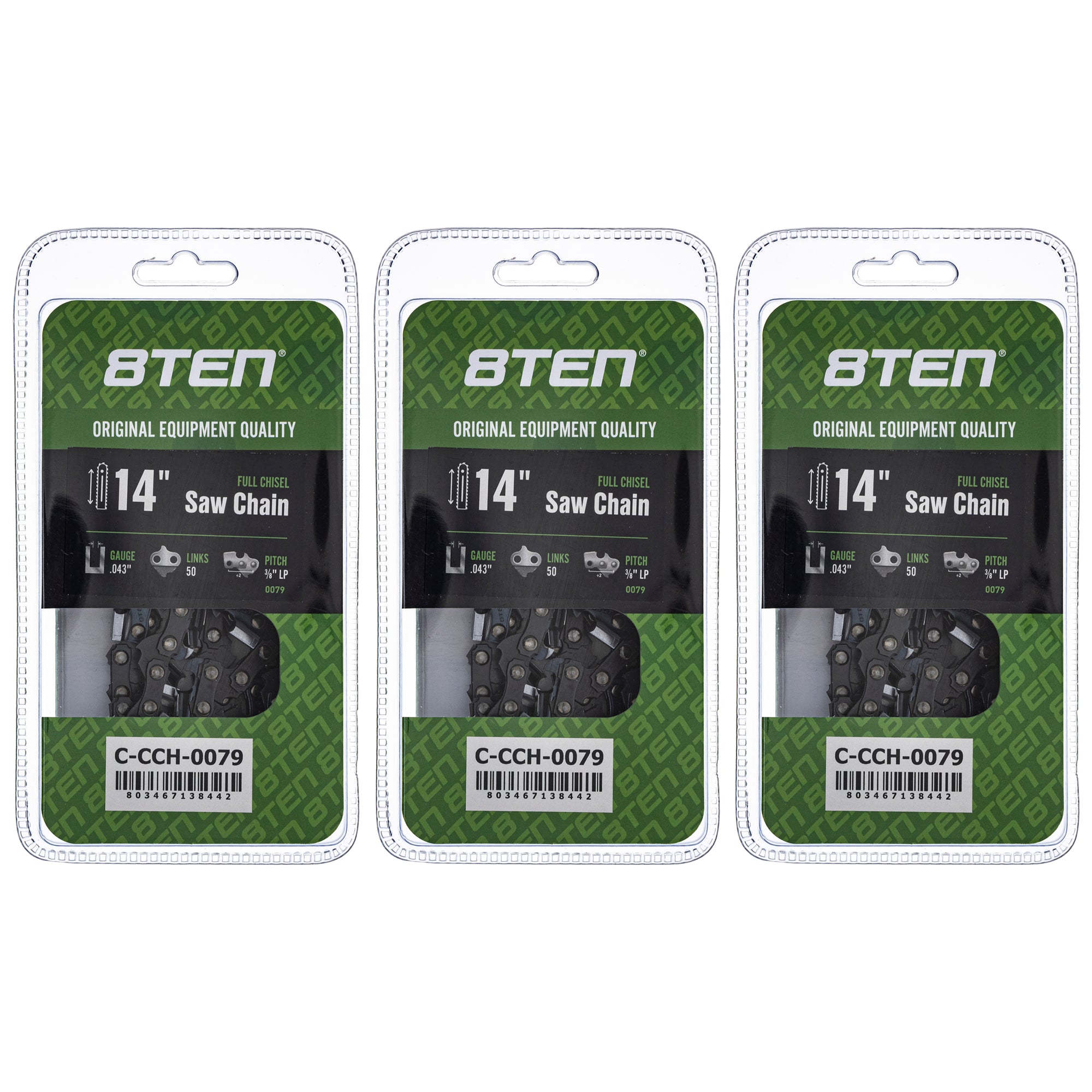 Chainsaw Chain 14 Inch .043 3/8 LP 50DL 3-Pack for zOTHER Stens Oregon MSE MS HT E 8TEN 810-CCC2291H