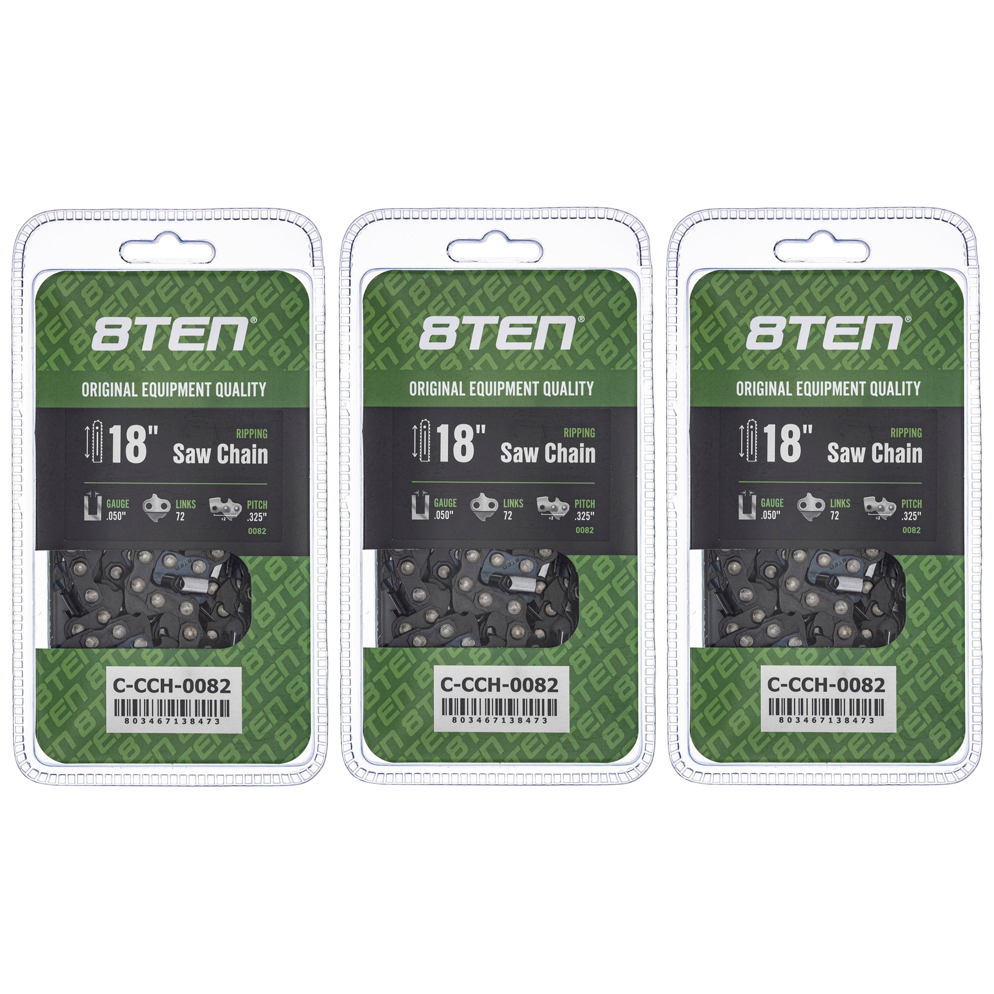 Chainsaw Chain 18 Inch .050 .325 72DL 3-Pack for zOTHER Stens Oregon Ref. Oregon Husqvarna 8TEN 810-CCC2204H