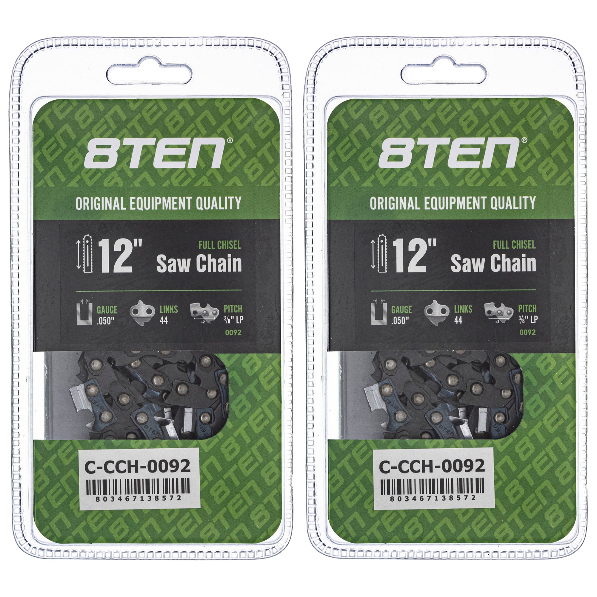 Chainsaw Chain 12 Inch .050 3/8 LP 44DL 2-Pack for zOTHER Stens Oregon Echo Shindaiwa Bear 8TEN 810-CCC2214H